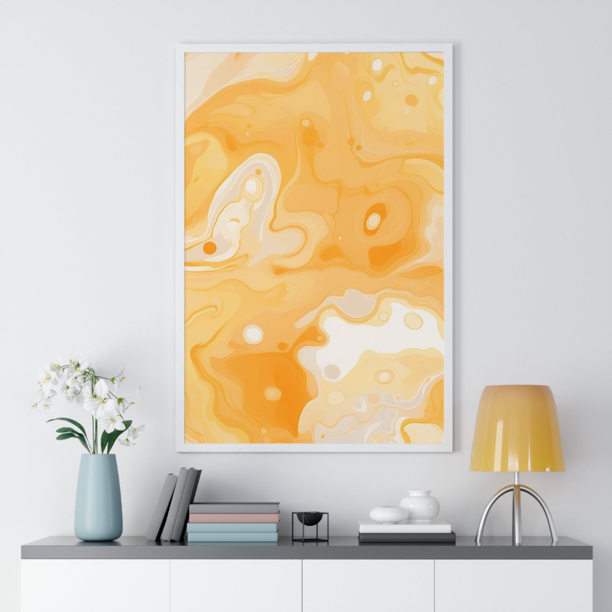 Printify Orange and Cream Abstract Framed Art Print 2025