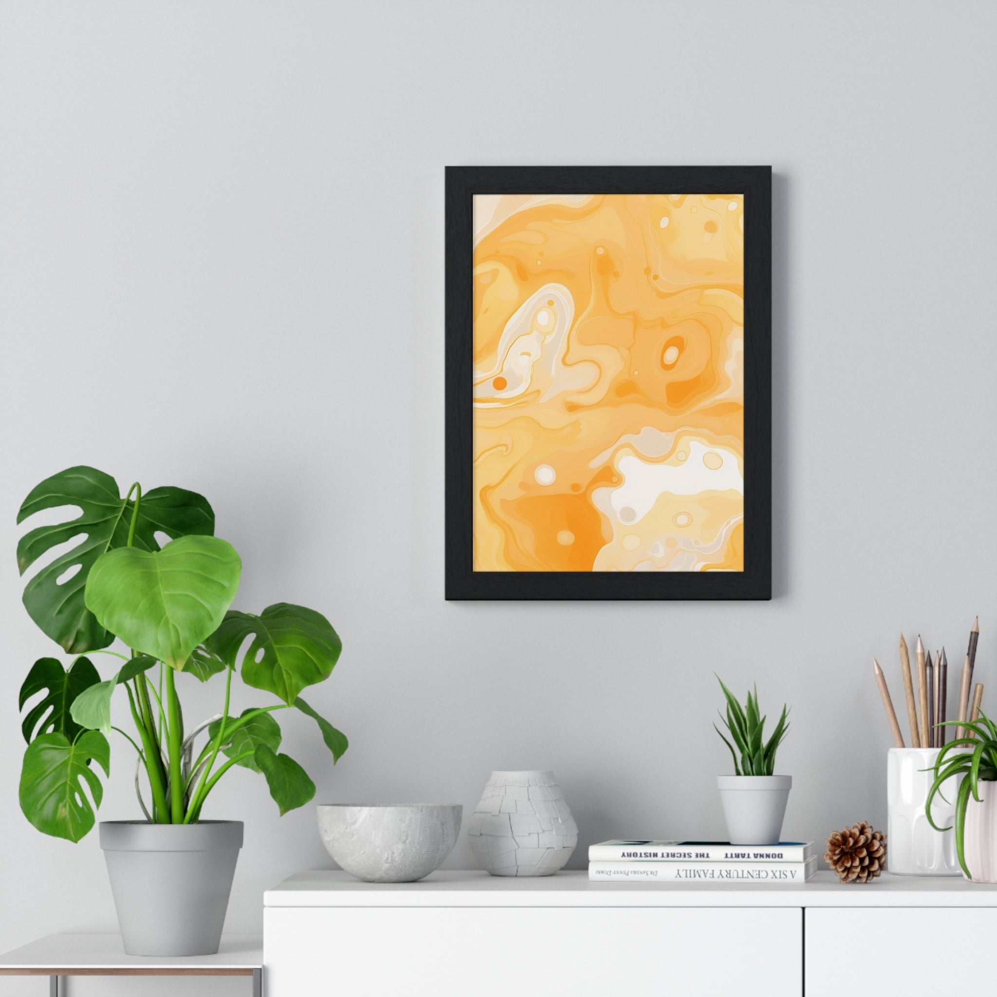Printify Orange and Cream Abstract Framed Art Print 2025