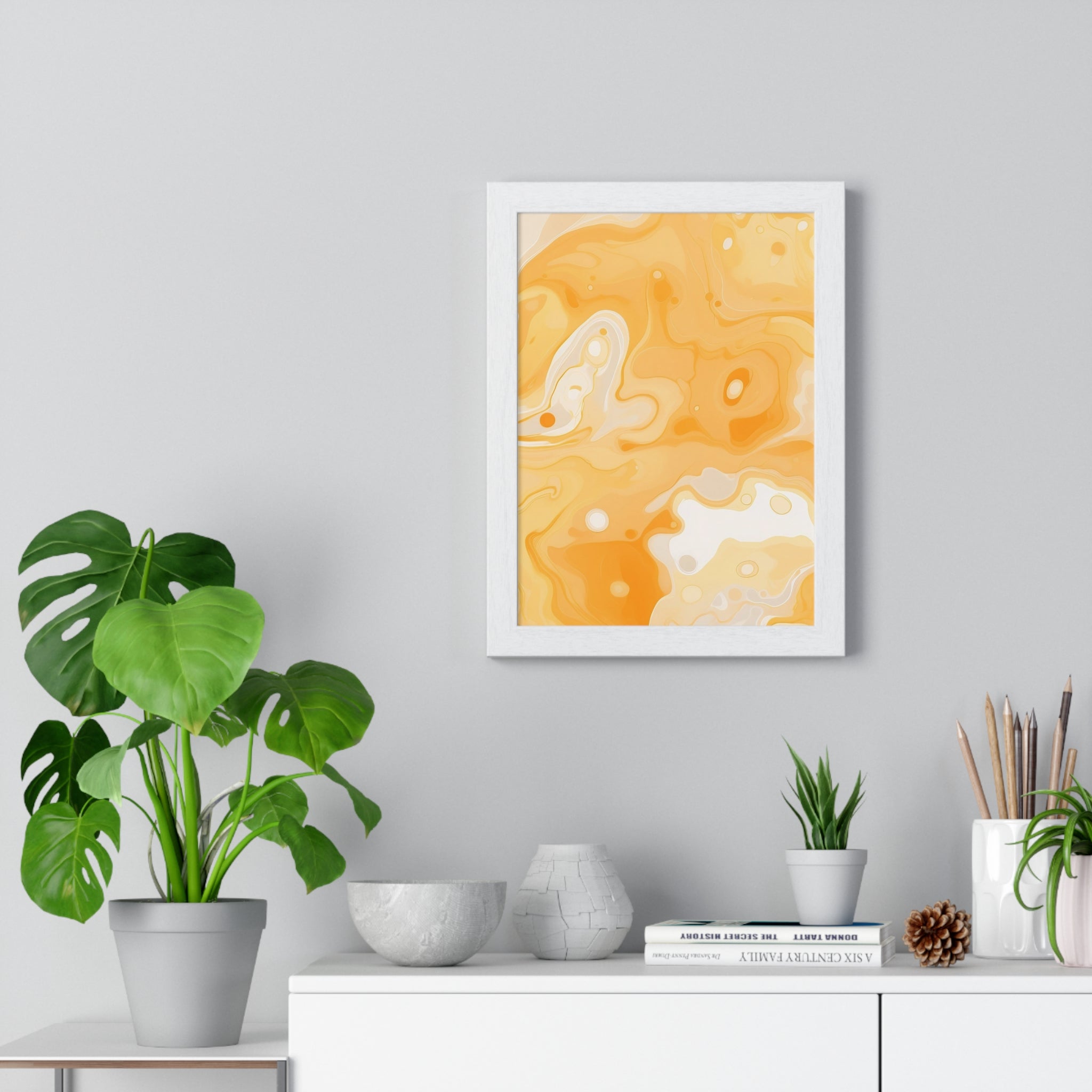 Printify Orange and Cream Abstract Framed Art Print 2025