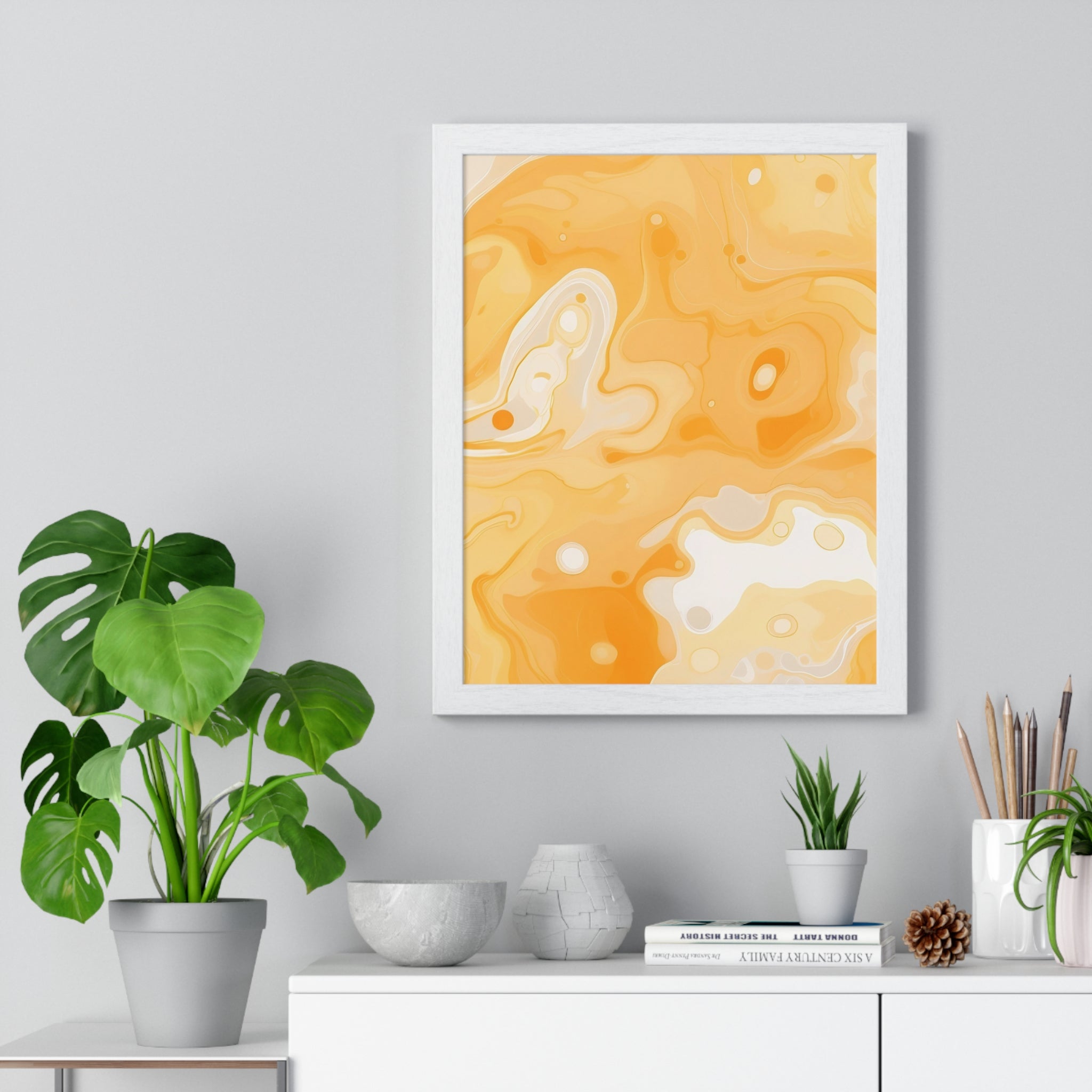 Printify Orange and Cream Abstract Framed Art Print 2025