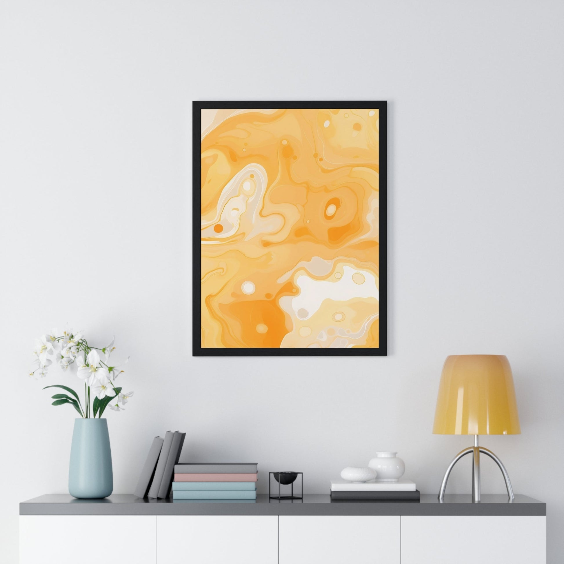 Printify Orange and Cream Abstract Framed Art Print 2025