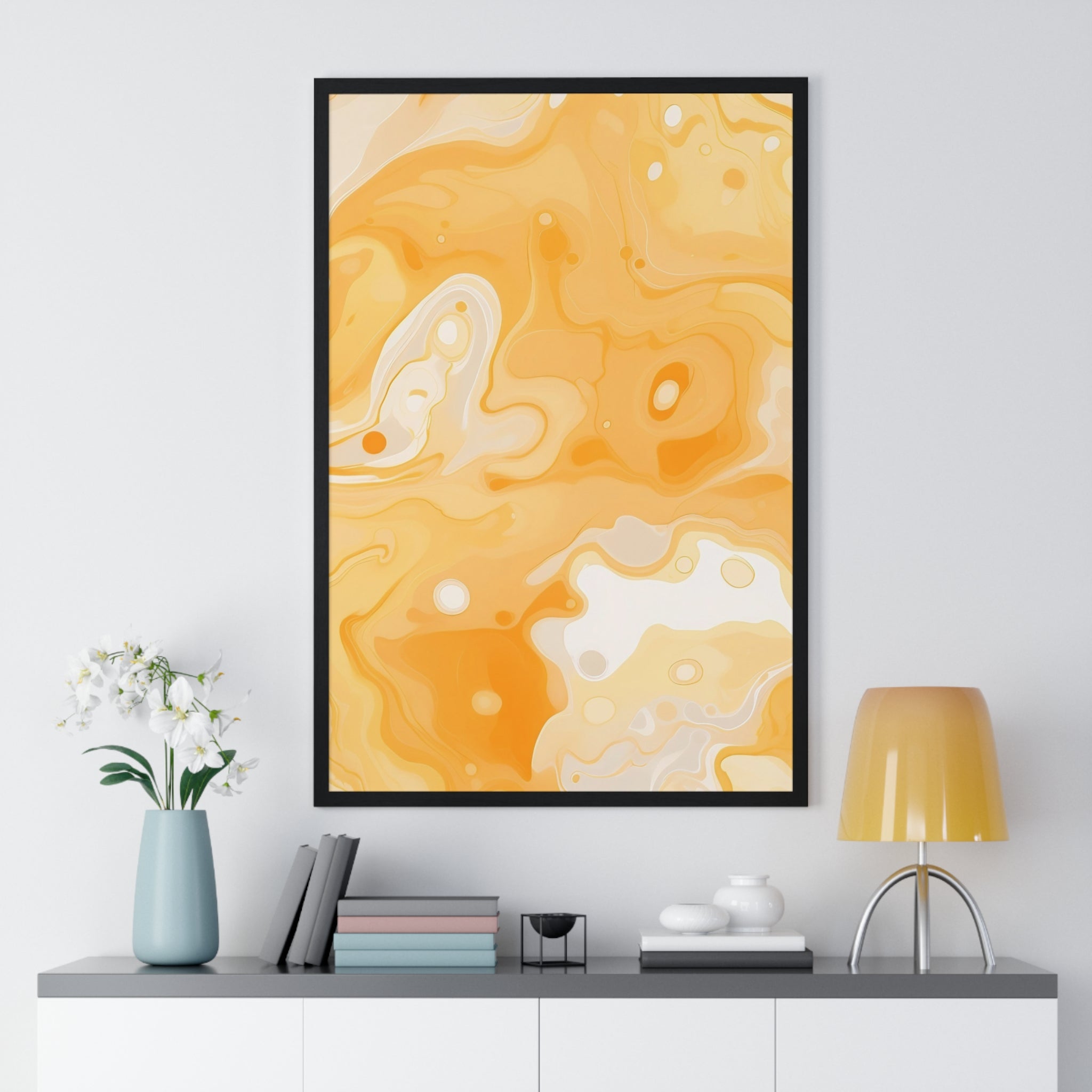Printify Orange and Cream Abstract Framed Art Print 2025