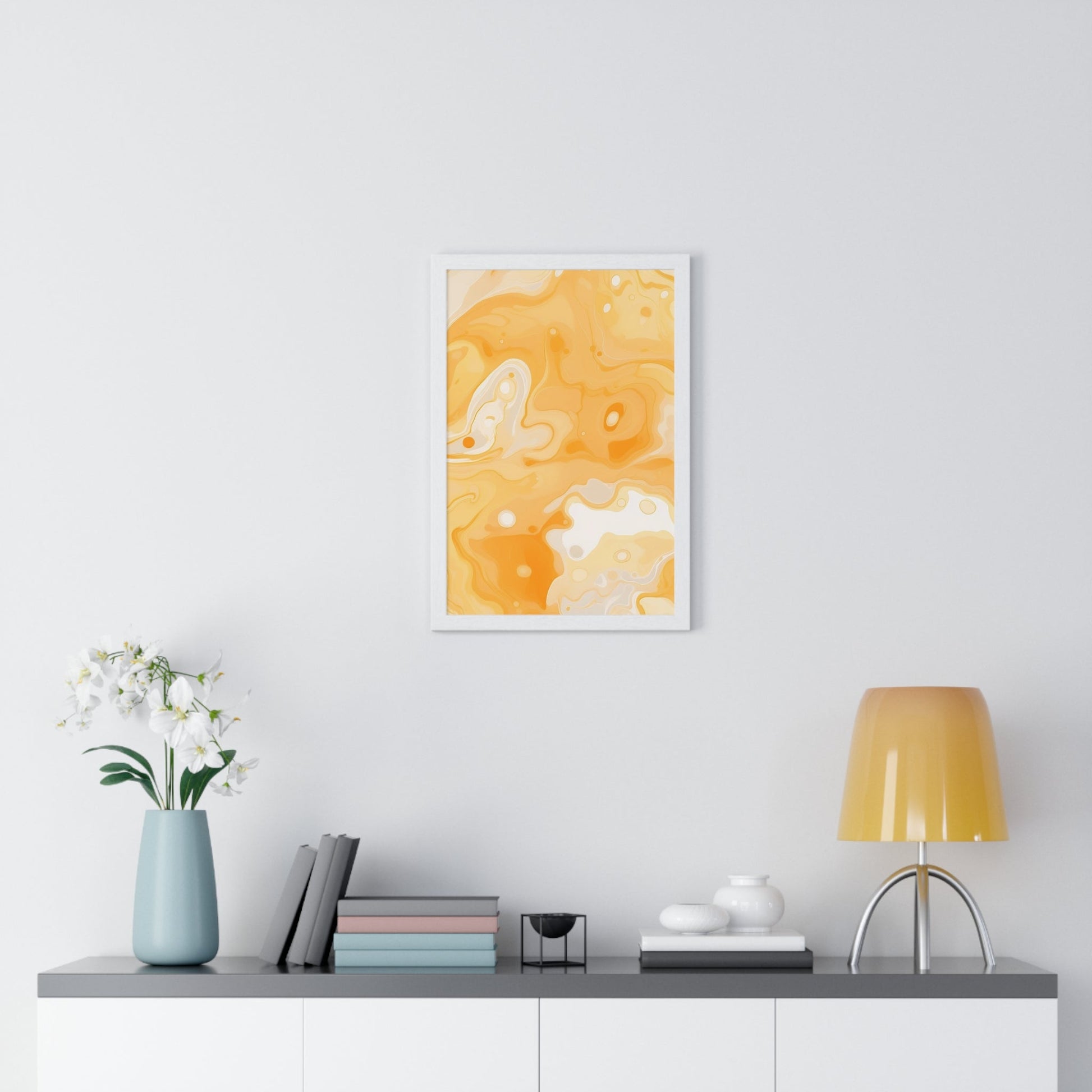 Printify Orange and Cream Abstract Framed Art Print 2025