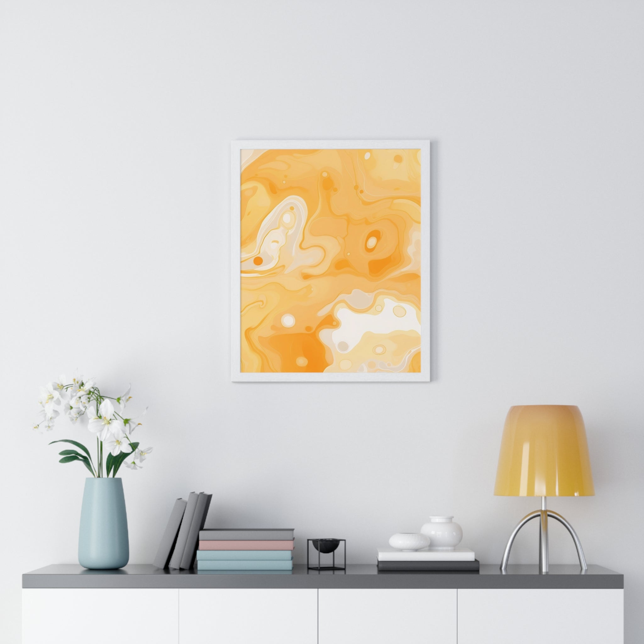 Printify Orange and Cream Abstract Framed Art Print 2025