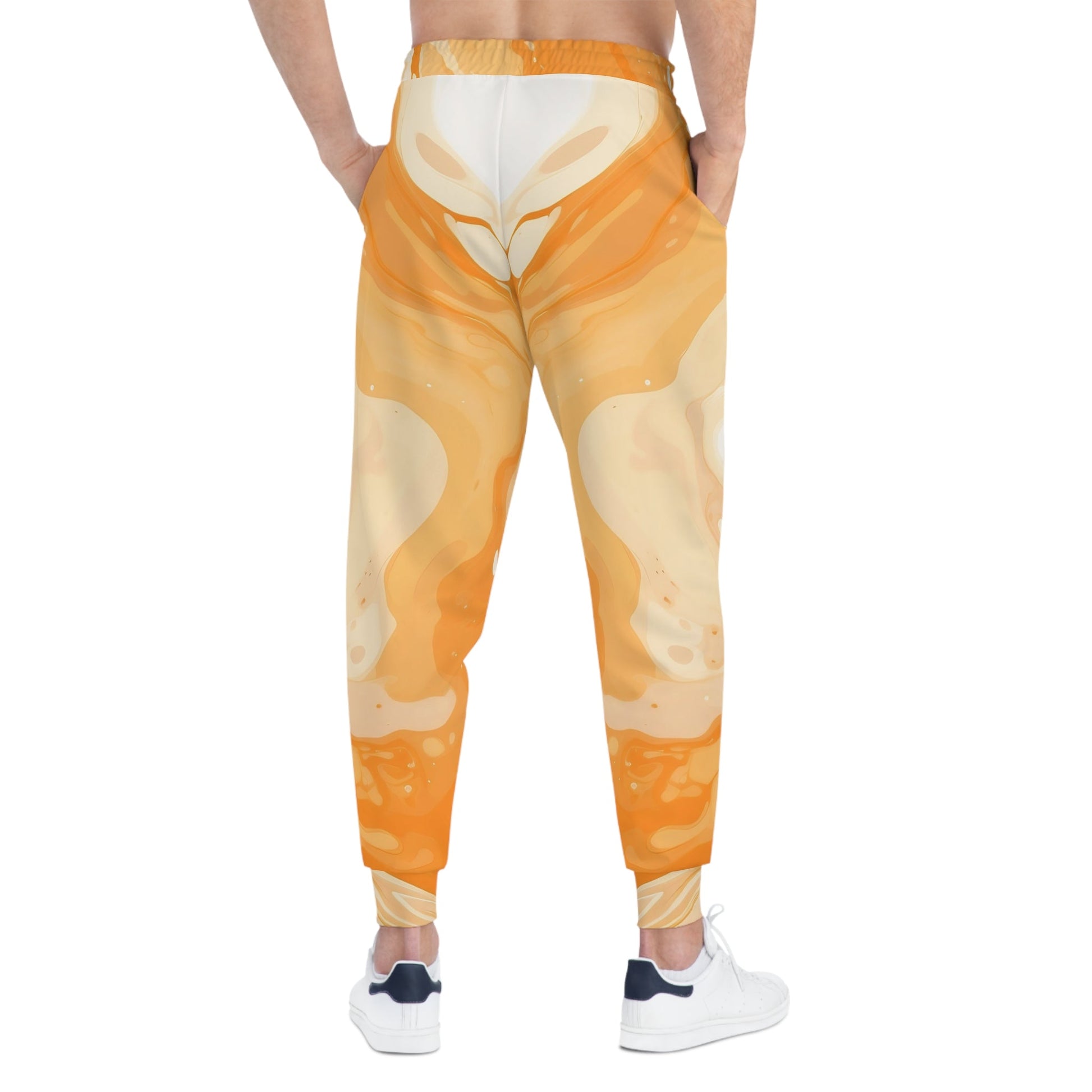 Orange and Cream Abstract Print Joggers, Artsulli - Art is Long, Life is Short, All Over Prints, , , , , , , 
