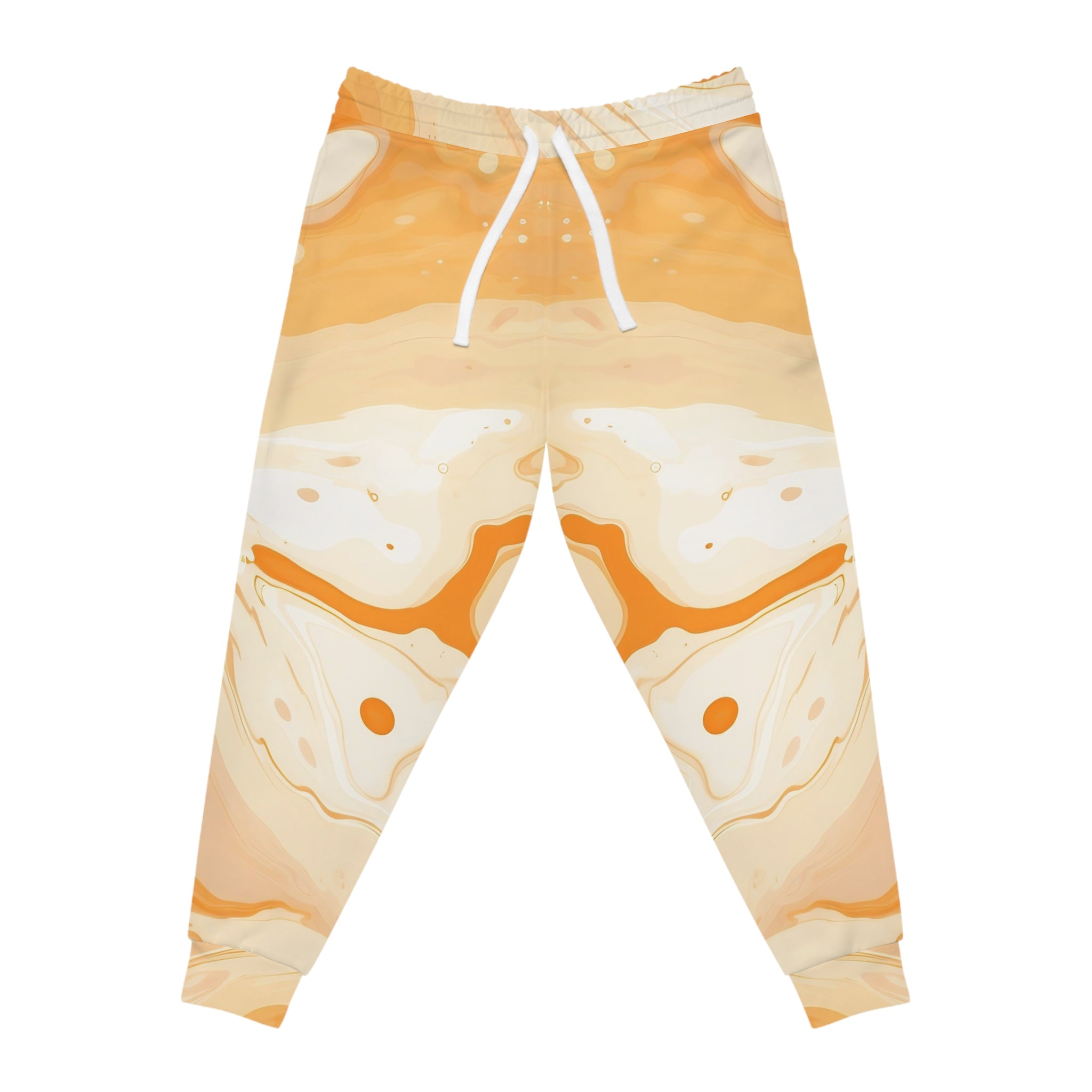 Orange and Cream Abstract Print Joggers, Artsulli - Art is Long, Life is Short, All Over Prints, Size, S, Color, Seam thread color automatically matched to design, , , 25462421493936202560