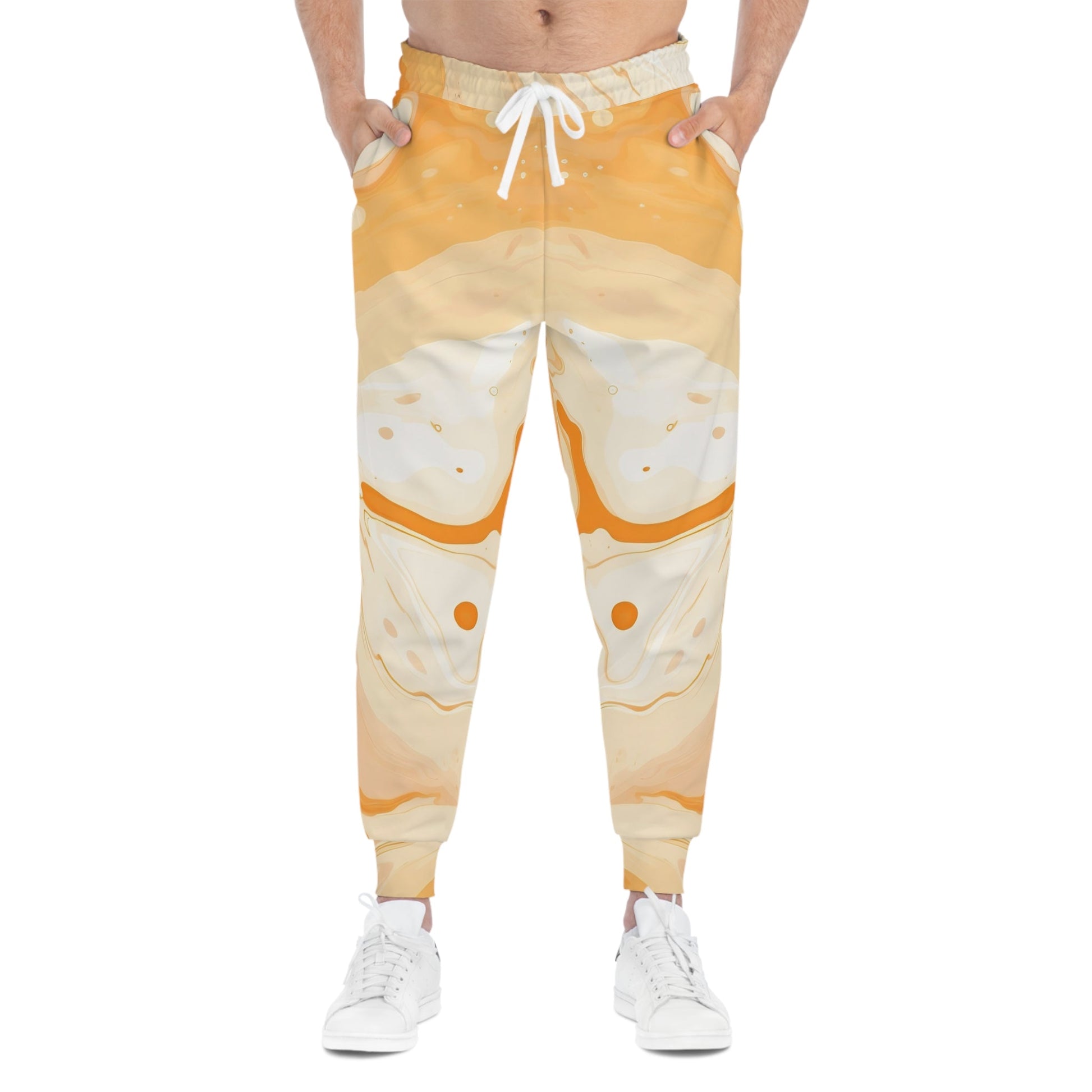 Orange and Cream Abstract Print Joggers, Artsulli - Art is Long, Life is Short, All Over Prints, , , , , , , 