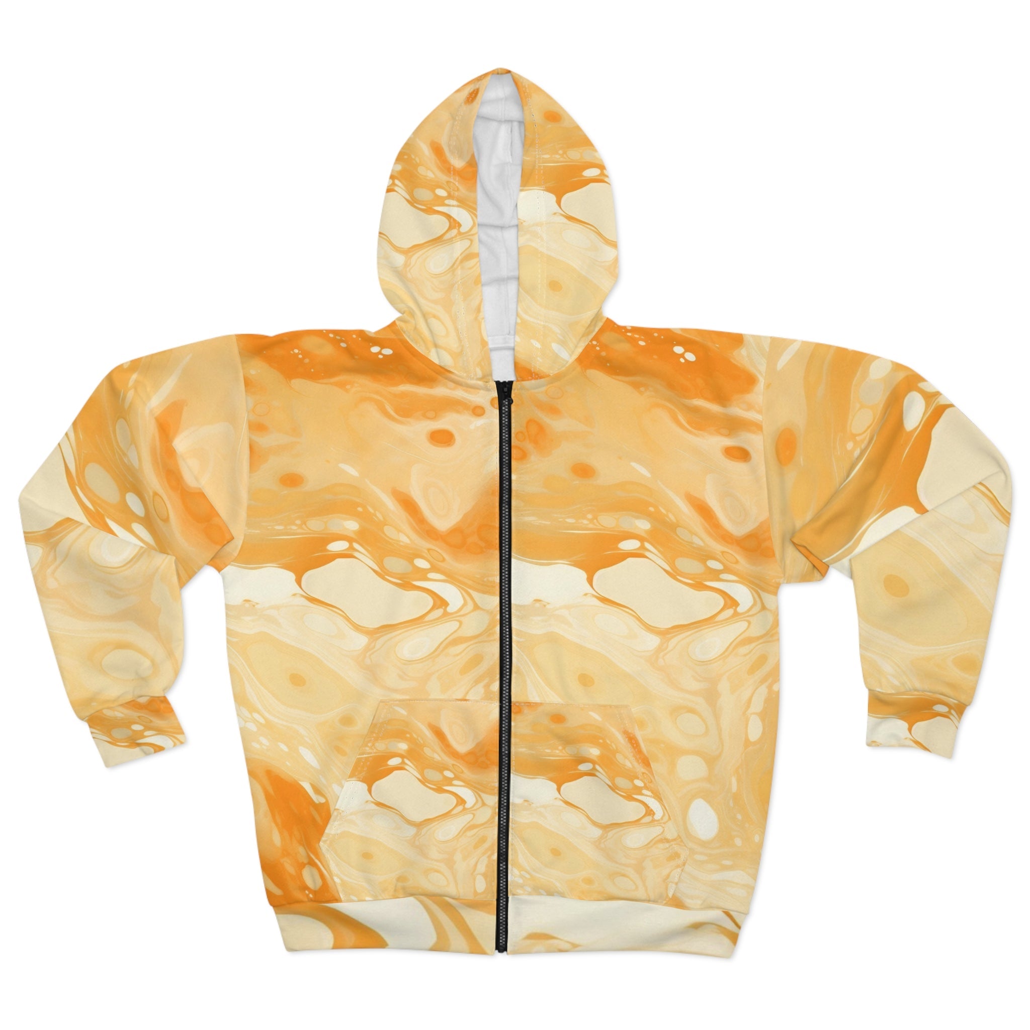 Orange and Cream Abstract Zip Hoodie, Artsulli - Art is Long, Life is Short, All Over Prints, Size, XS, , , , , 18270770871380002146