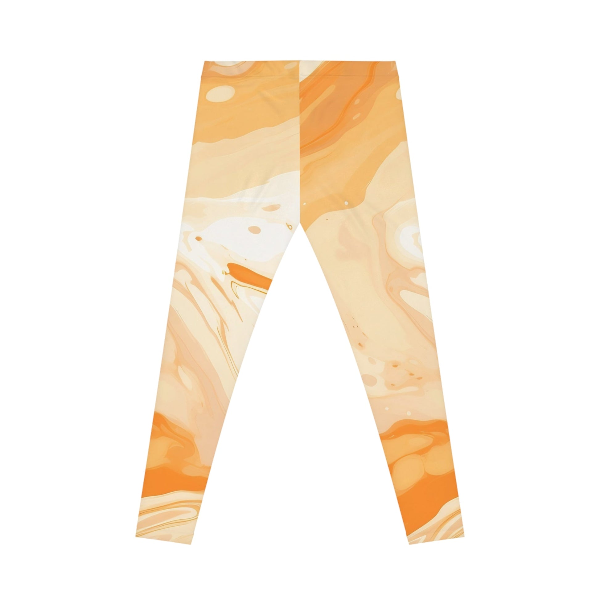 Orange and Cream Marble Casual Leggings, Artsulli - Art is Long, Life is Short, All Over Prints, , , , , , , 