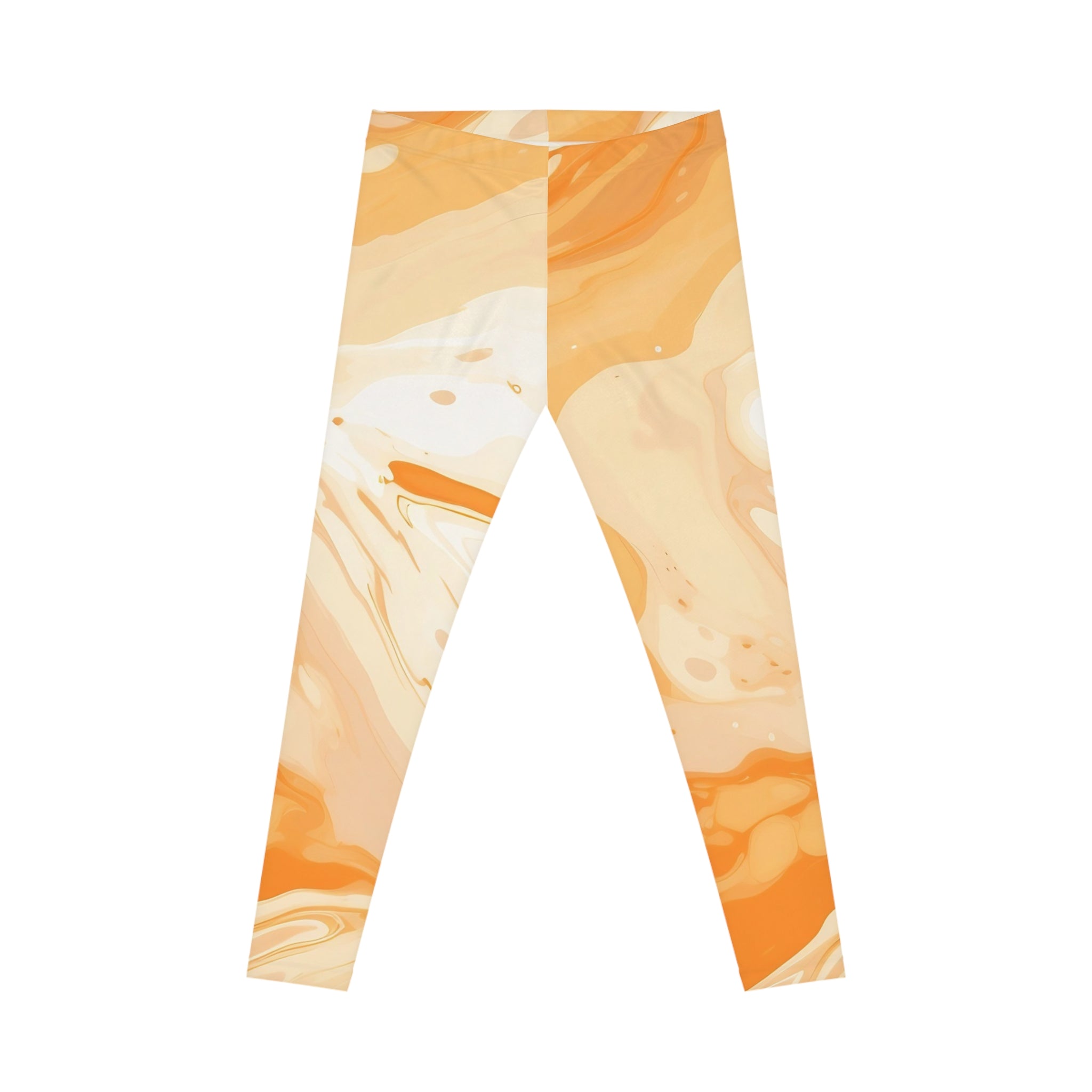 Printify Orange and Cream Marble Casual Leggings 2025