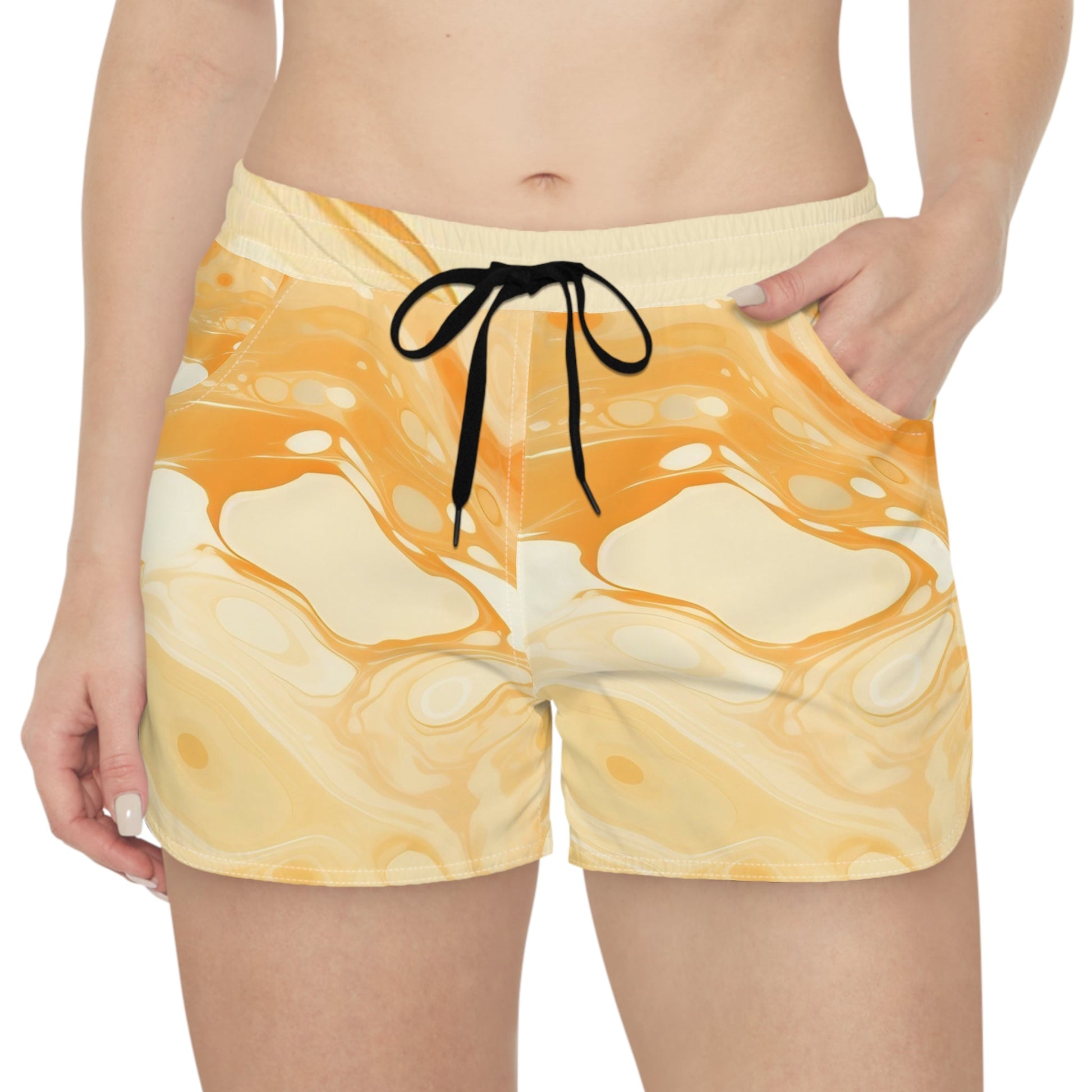 Orange and Cream Marble Shorts, Artsulli - Art is Long, Life is Short, All Over Prints, , , , , , , 