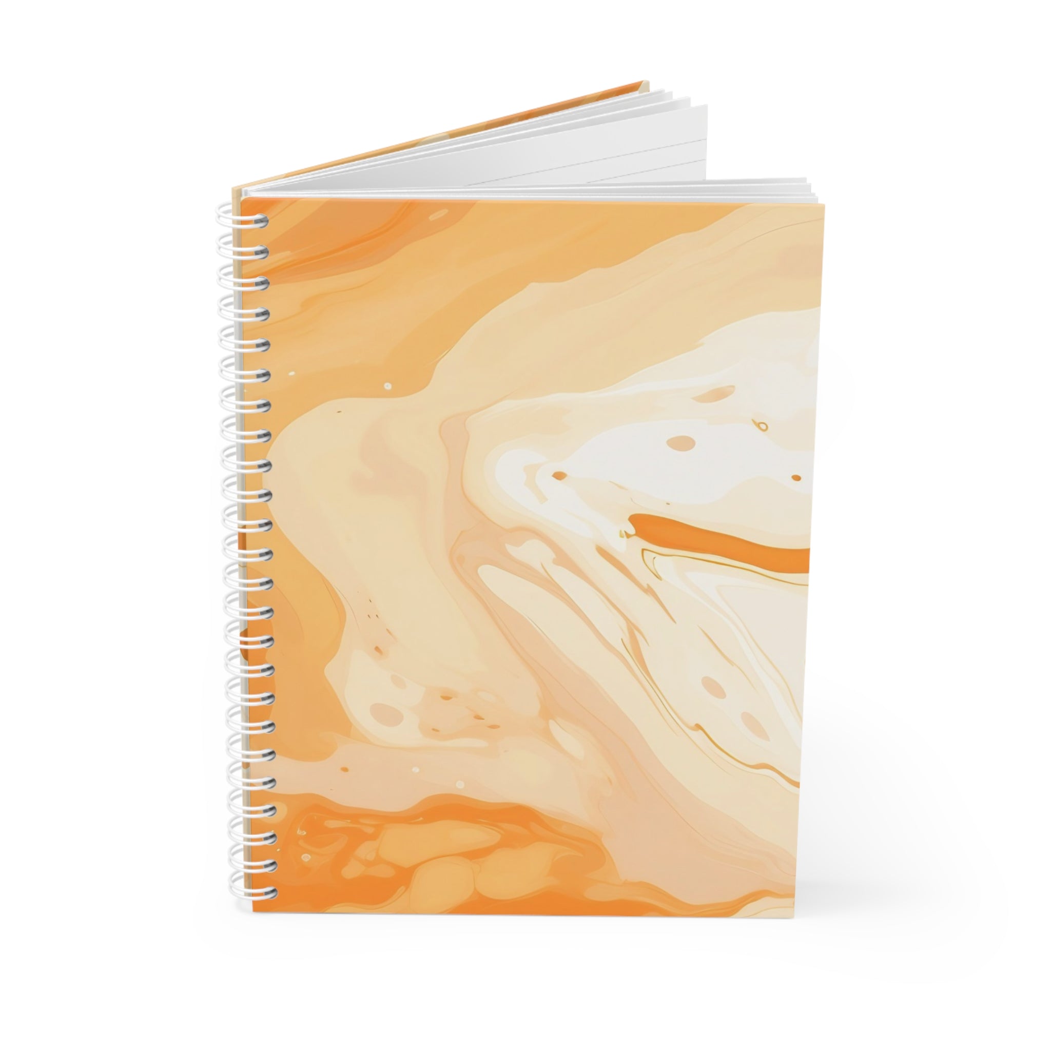 Orange and Cream Marble Wide Ruled Spiral Notebooks, Artsulli - Art is Long, Life is Short, Paper products, , , , , , , 