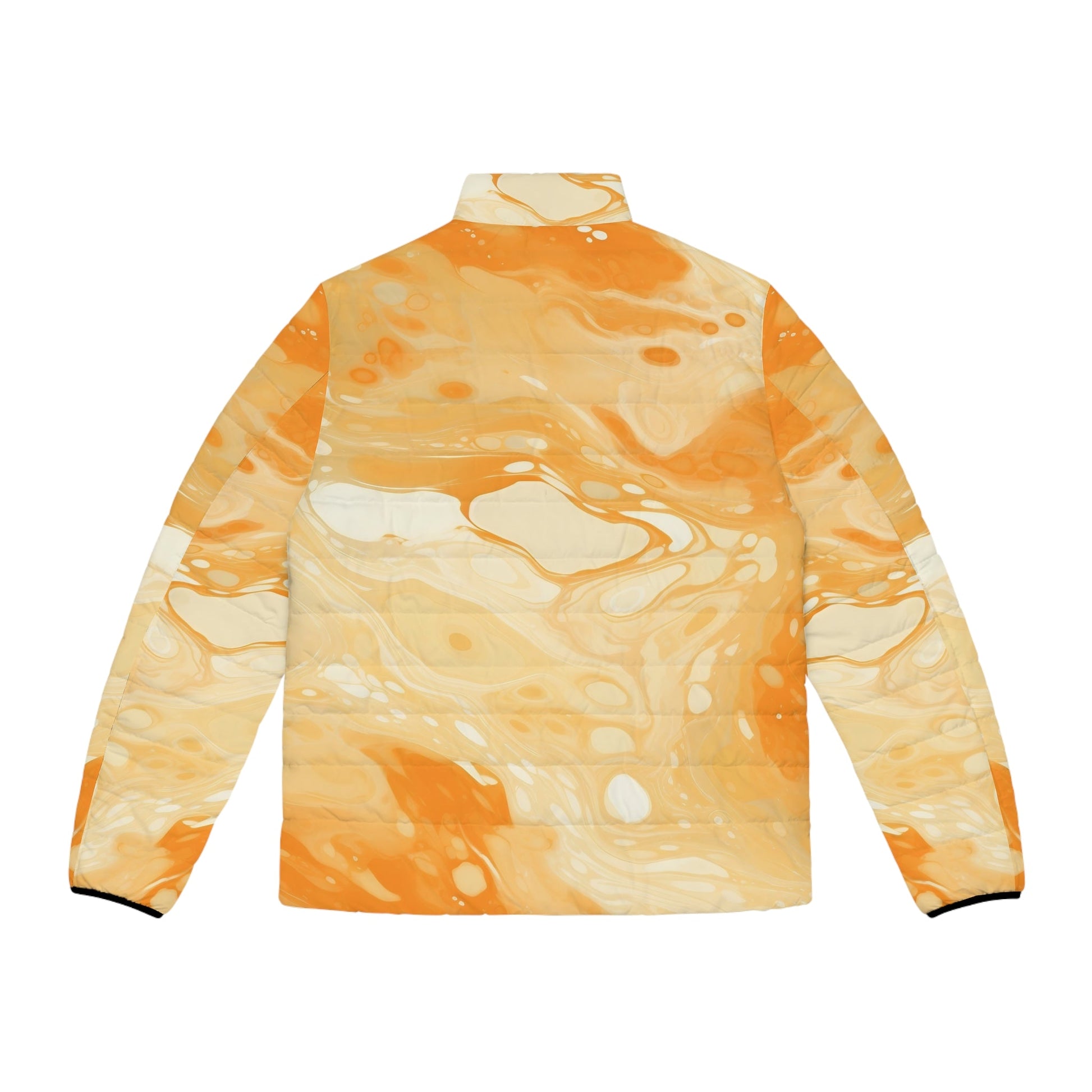Orange and Cream Marbled Puffer Jacket, Artsulli - Art is Long, Life is Short, All Over Prints, , , , , , , 