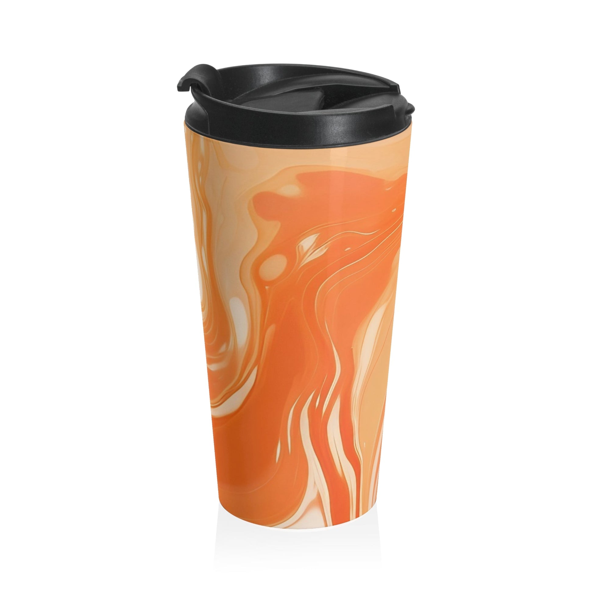 Orange and Cream Marbled Stainless Steel Travel Mug, Artsulli - Art is Long, Life is Short, Mug, , , , , , , 