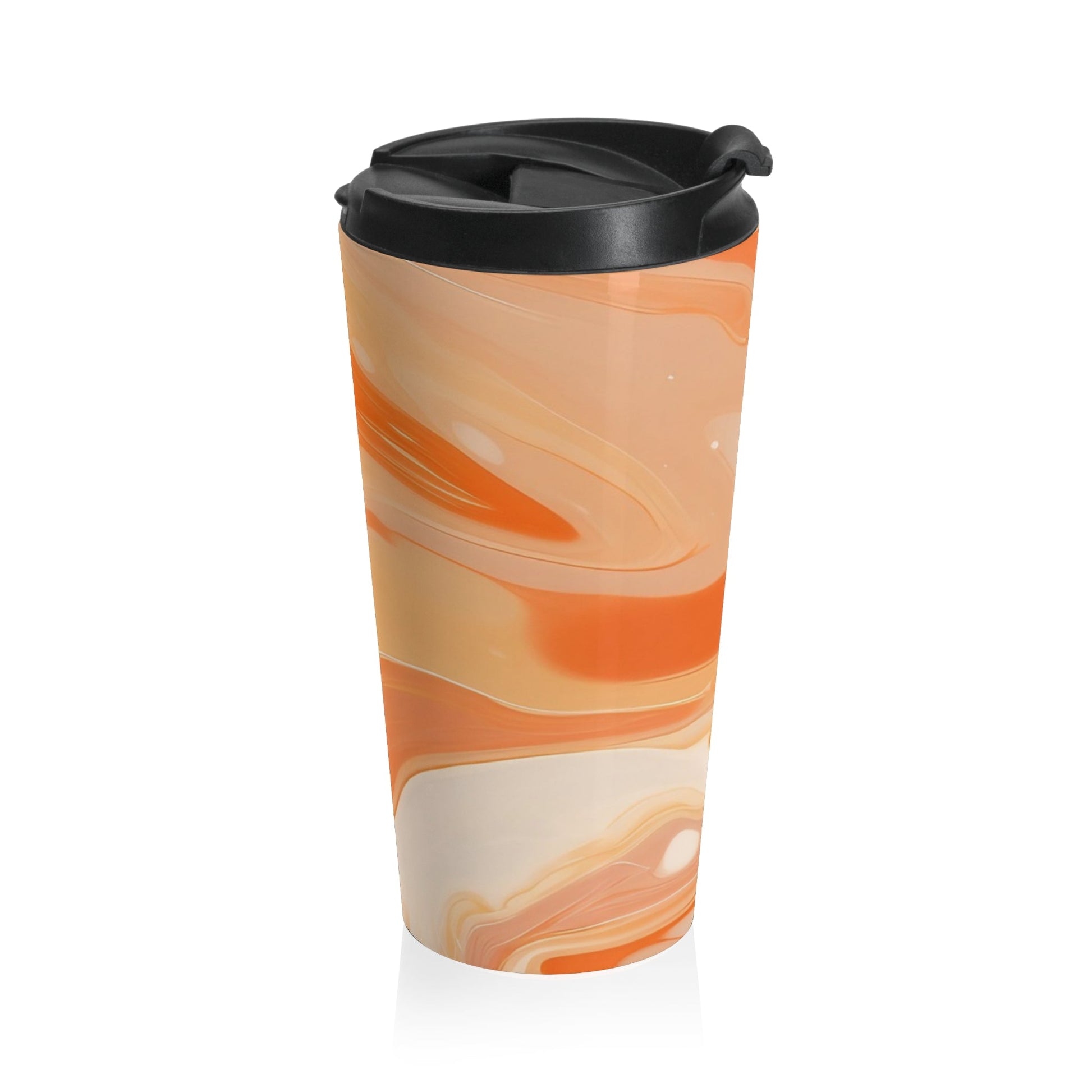 Orange and Cream Marbled Stainless Steel Travel Mug, Artsulli - Art is Long, Life is Short, Mug, , , , , , , 