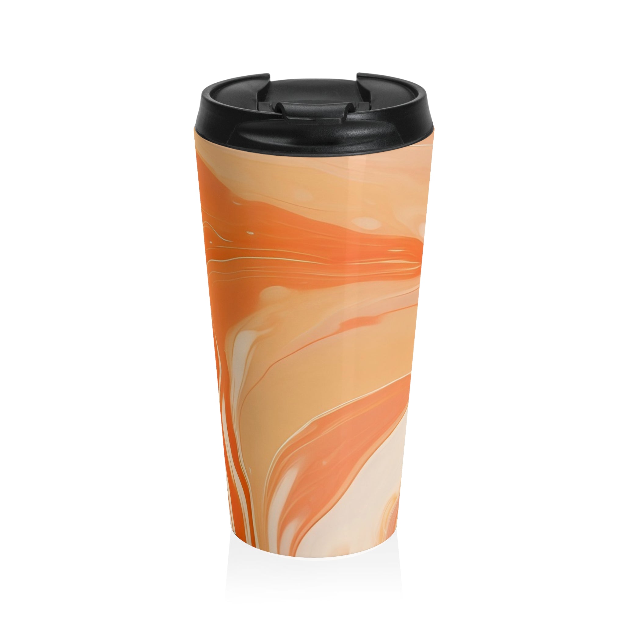 Orange and Cream Marbled Stainless Steel Travel Mug, Artsulli - Art is Long, Life is Short, Mug, Size, 15oz, , , , , 18886950063095674959