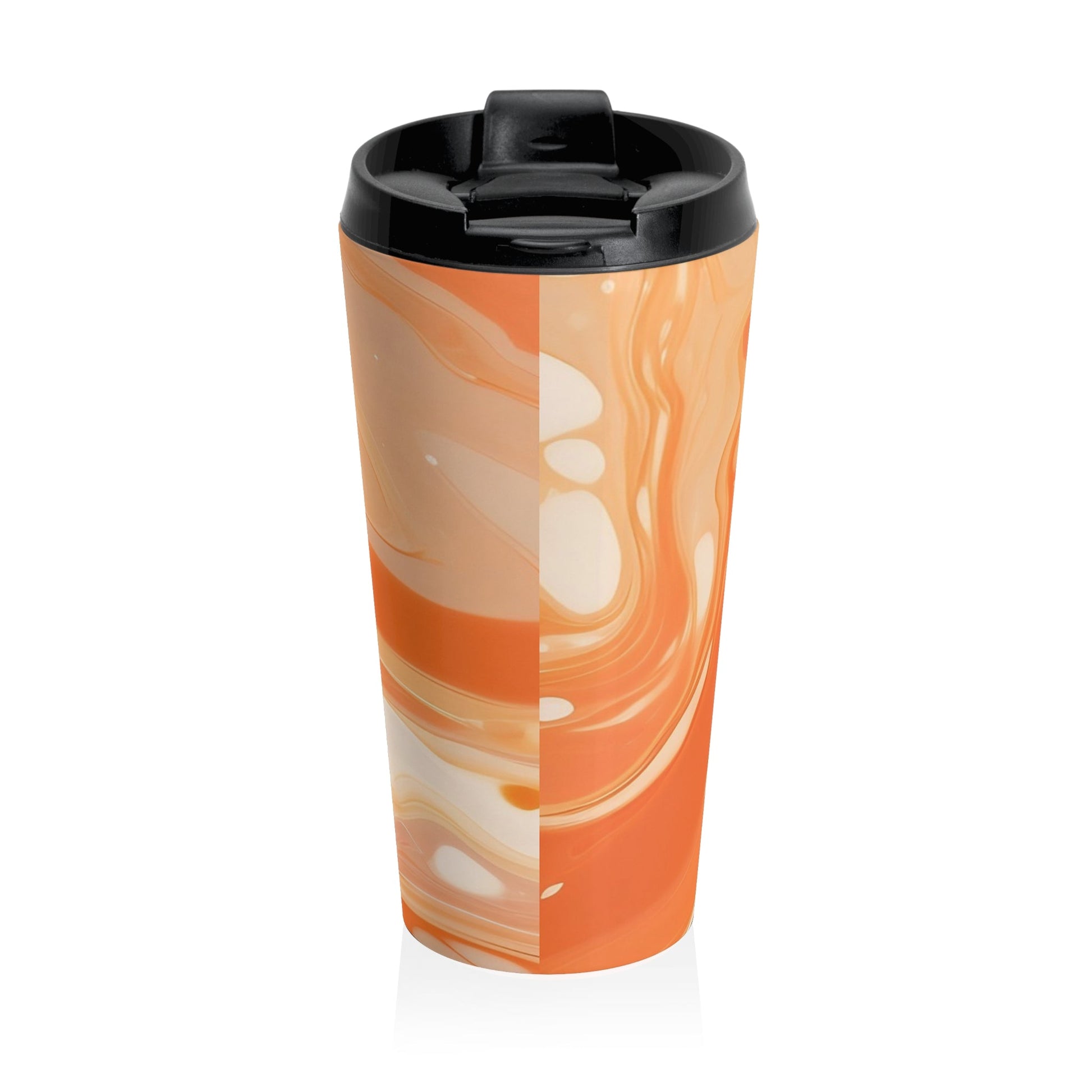 Orange and Cream Marbled Stainless Steel Travel Mug, Artsulli - Art is Long, Life is Short, Mug, , , , , , , 