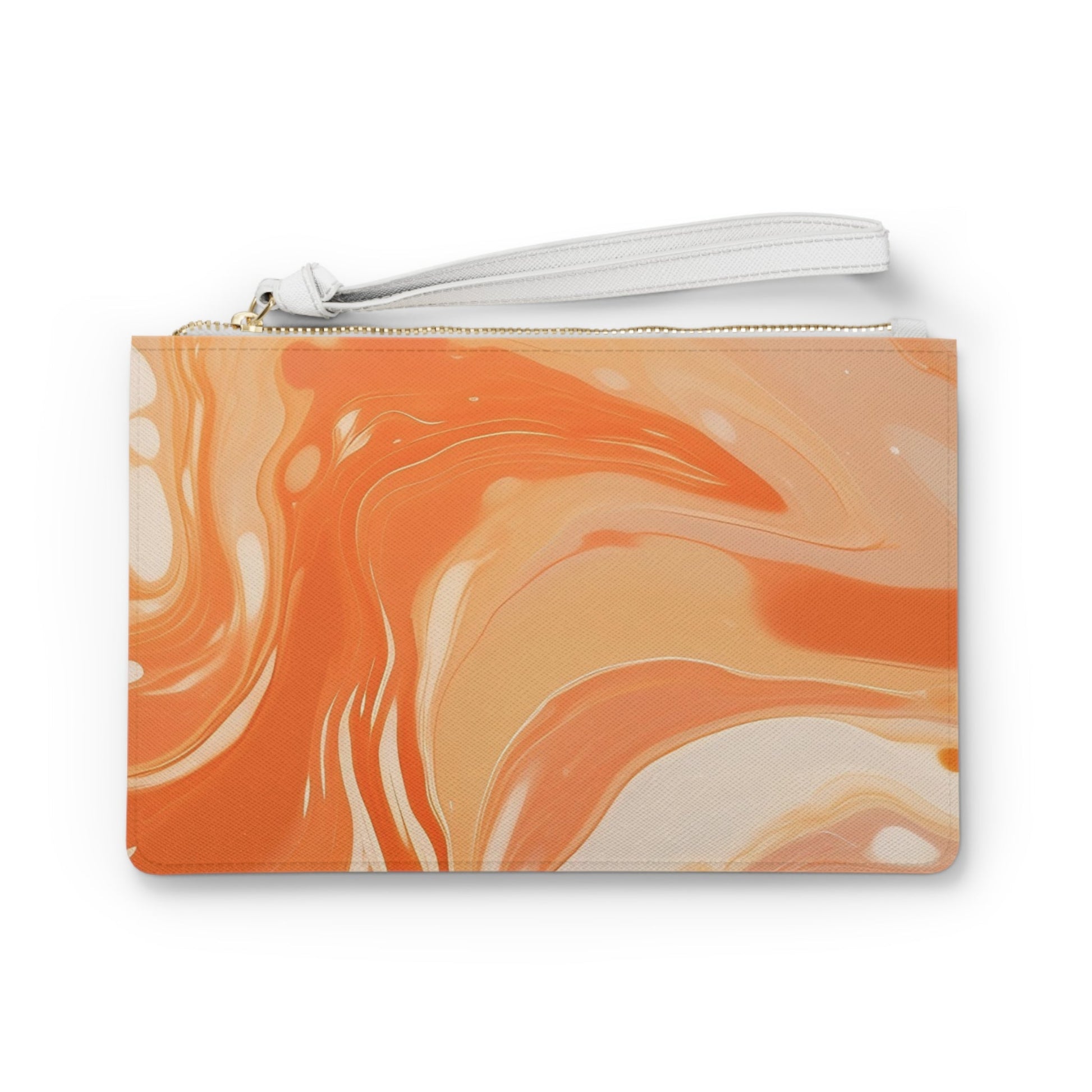 Orange and Cream Marbled Wristlet Clutch Bag, Artsulli - Art is Long, Life is Short, Bags, Size, One size, , , , , 28179084502472492957