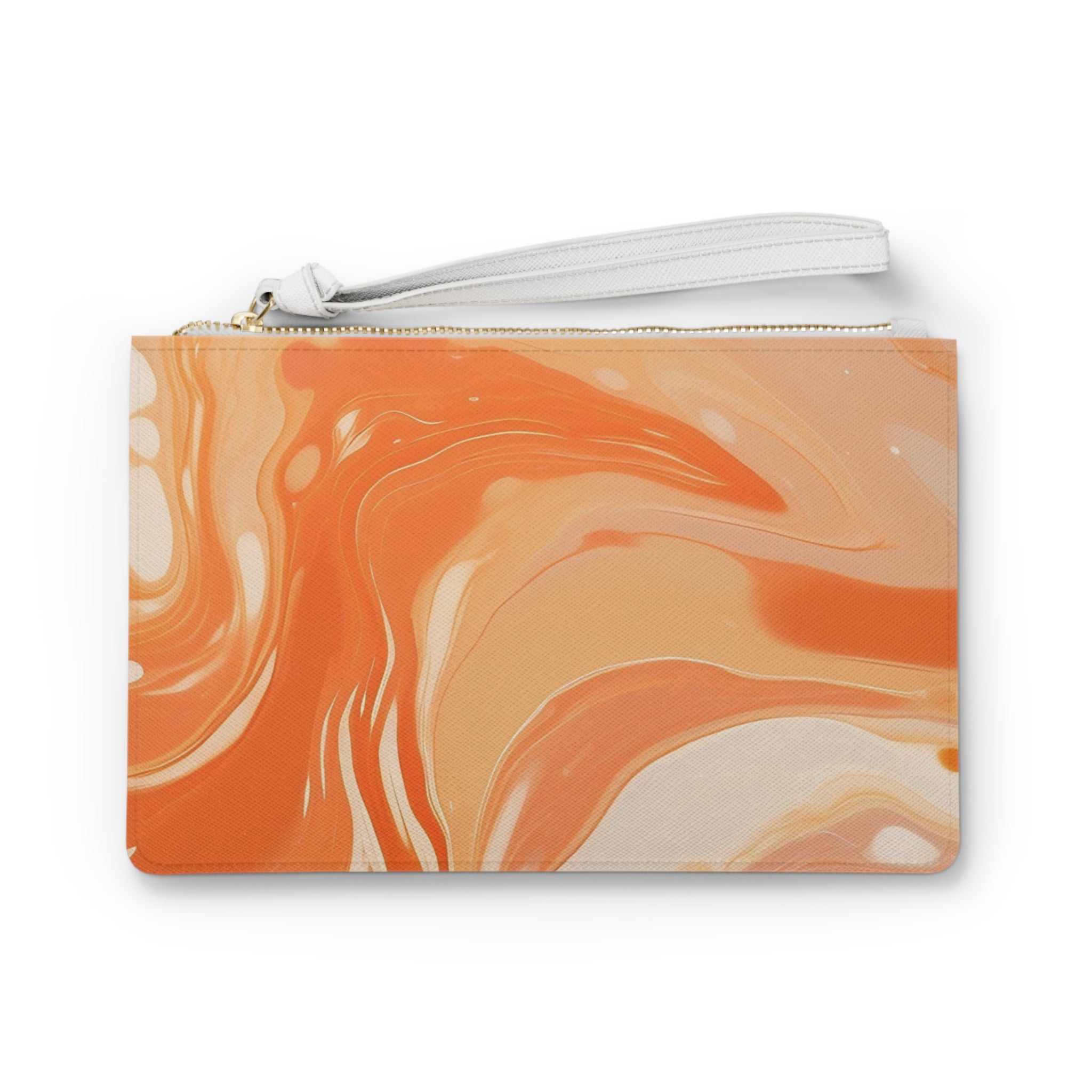 Orange and Cream Marbled Wristlet Clutch Bag, Artsulli - Art is Long, Life is Short, Bags, Size, One size, , , , , 28179084502472492957