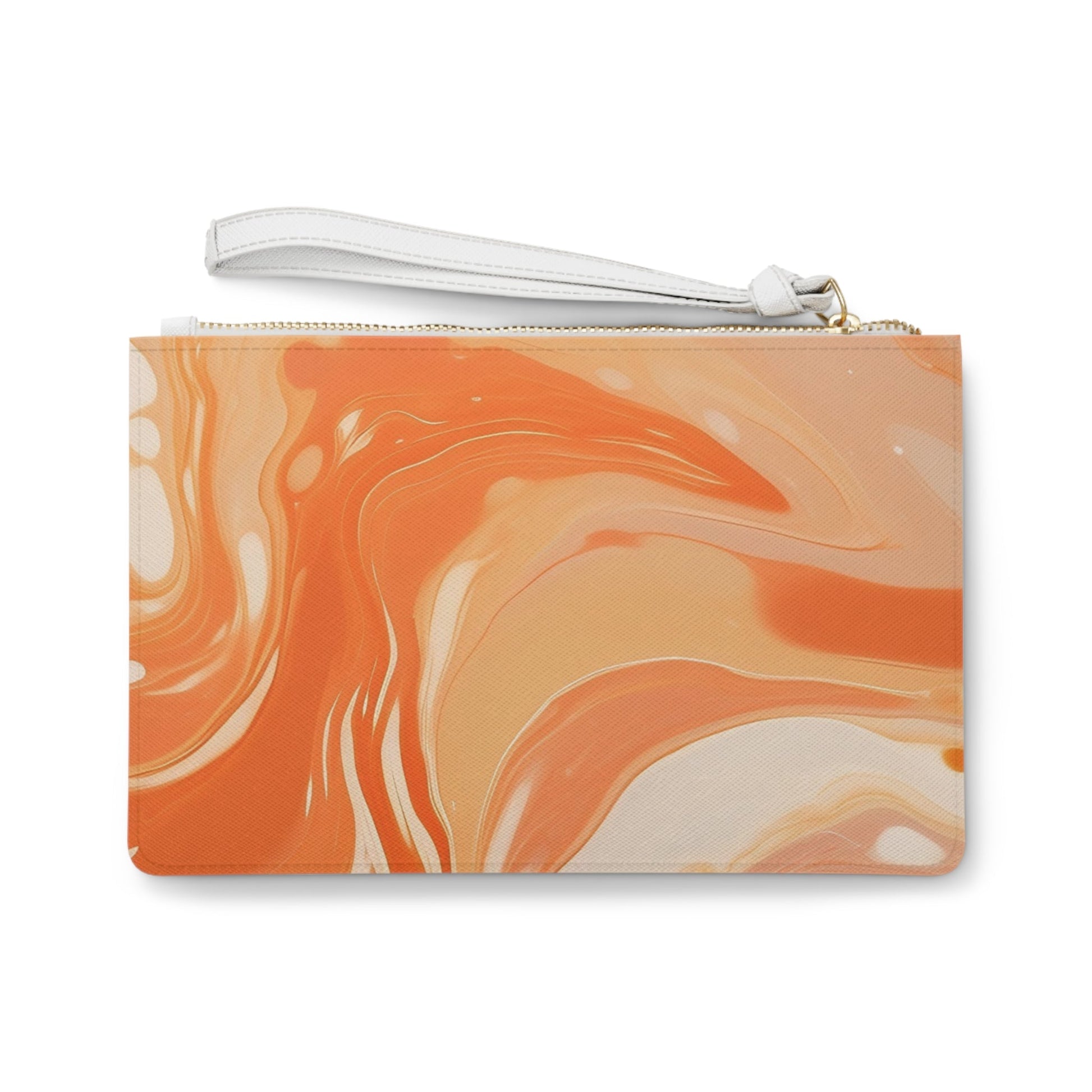 Orange and Cream Marbled Wristlet Clutch Bag, Artsulli - Art is Long, Life is Short, Bags, , , , , , , 