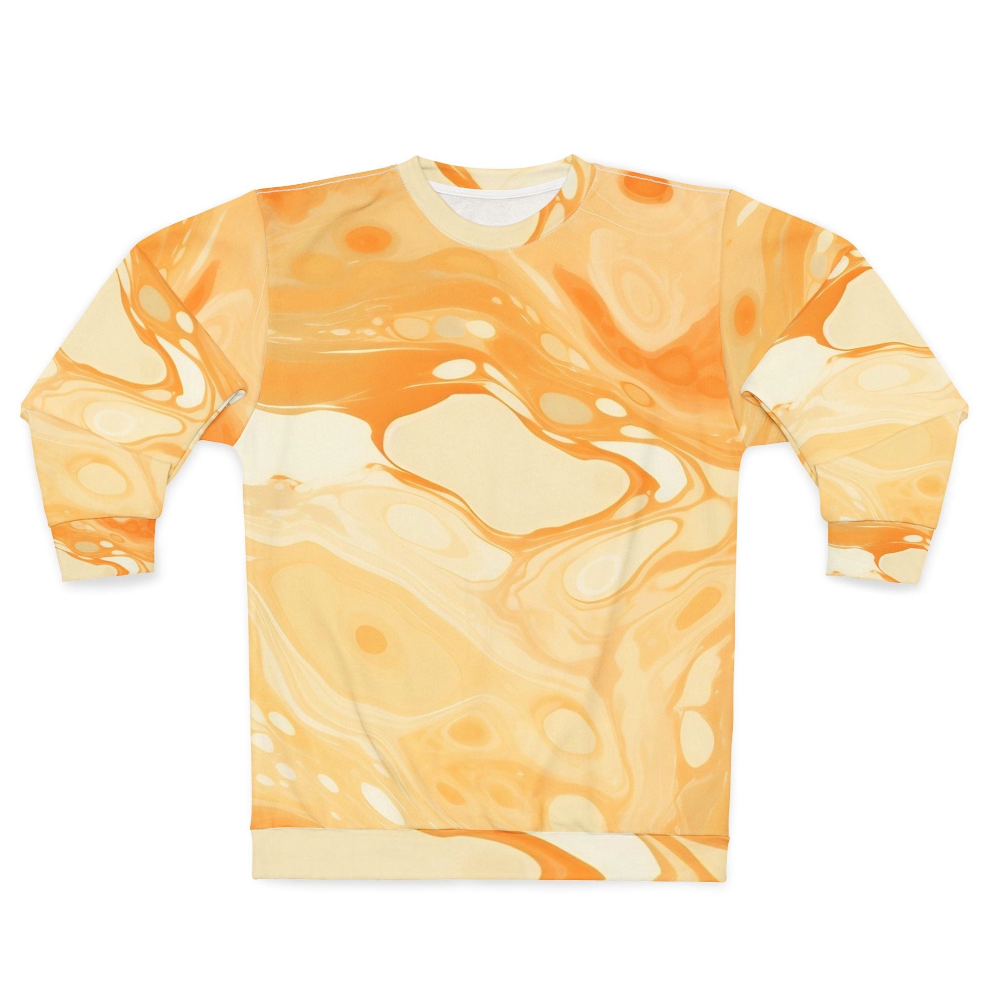 Orange and Cream Swirl Crewneck Sweatshirt, Artsulli - Art is Long, Life is Short, All Over Prints, Size, XS, , , , , 25914991527993911935