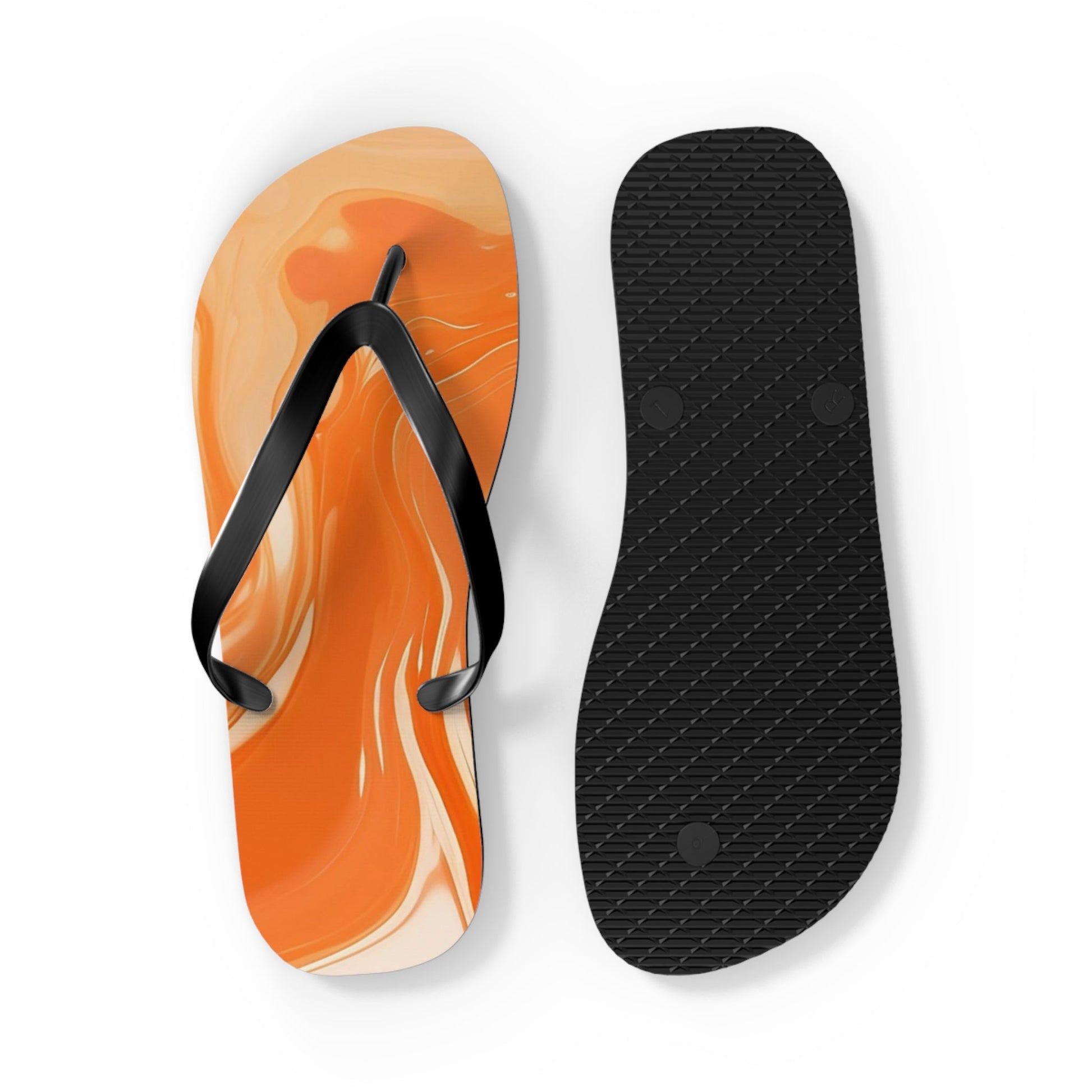 Orange and Cream Swirl Flip Flops, Artsulli - Art is Long, Life is Short, Shoes, , , , , , , 