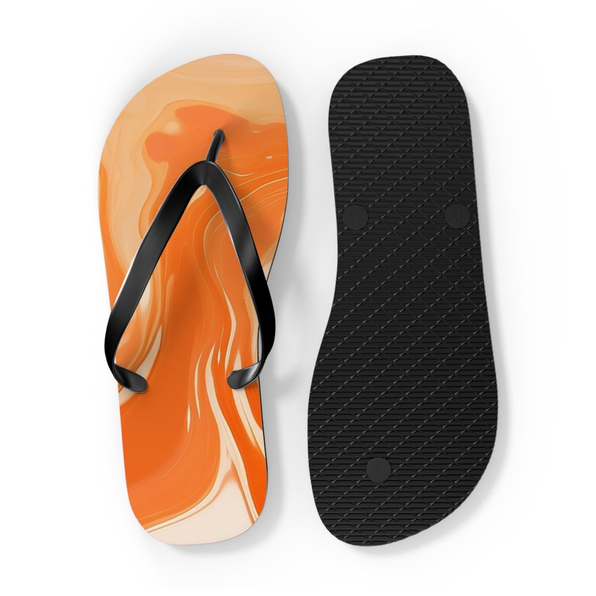Orange and Cream Swirl Flip Flops, Artsulli - Art is Long, Life is Short, Shoes, , , , , , , 