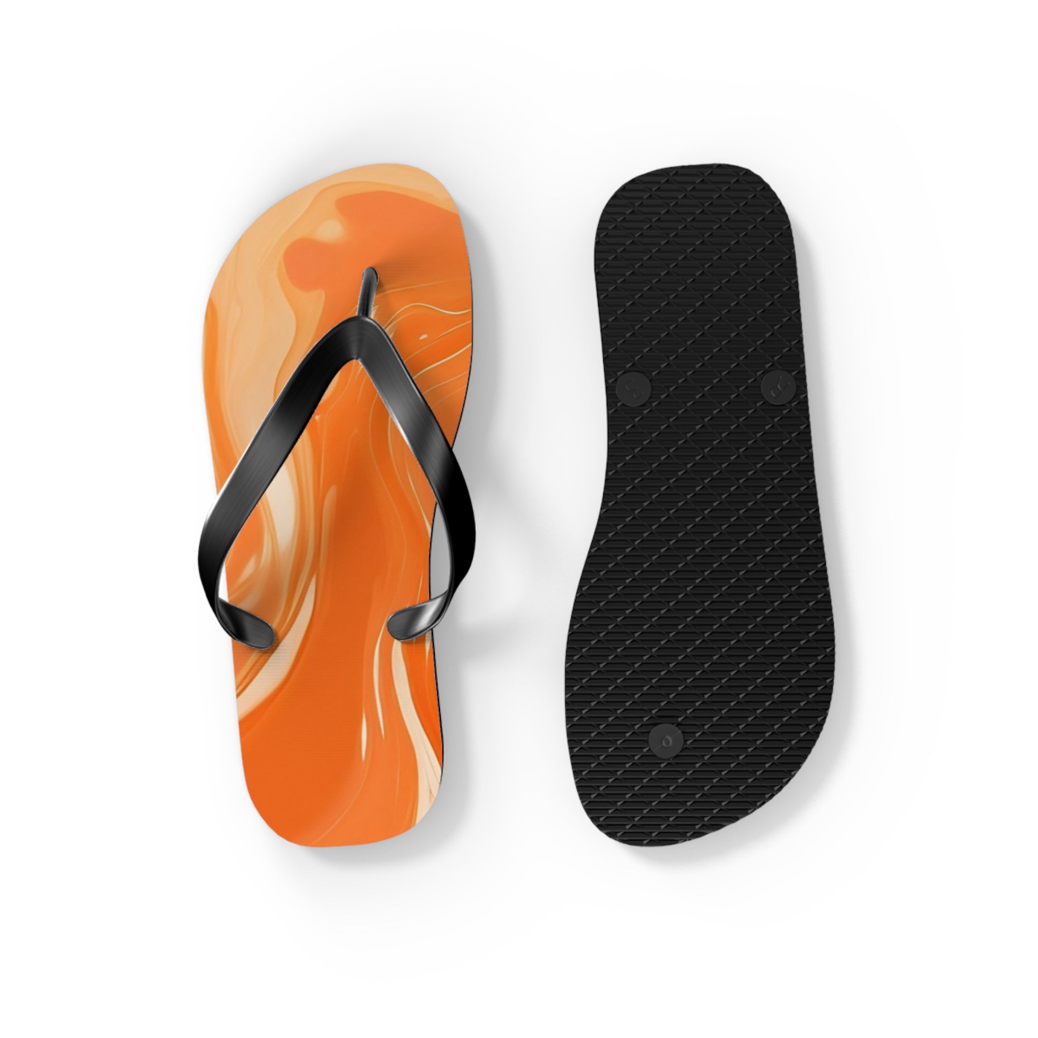Orange and Cream Swirl Flip Flops, Artsulli - Art is Long, Life is Short, Shoes, , , , , , , 