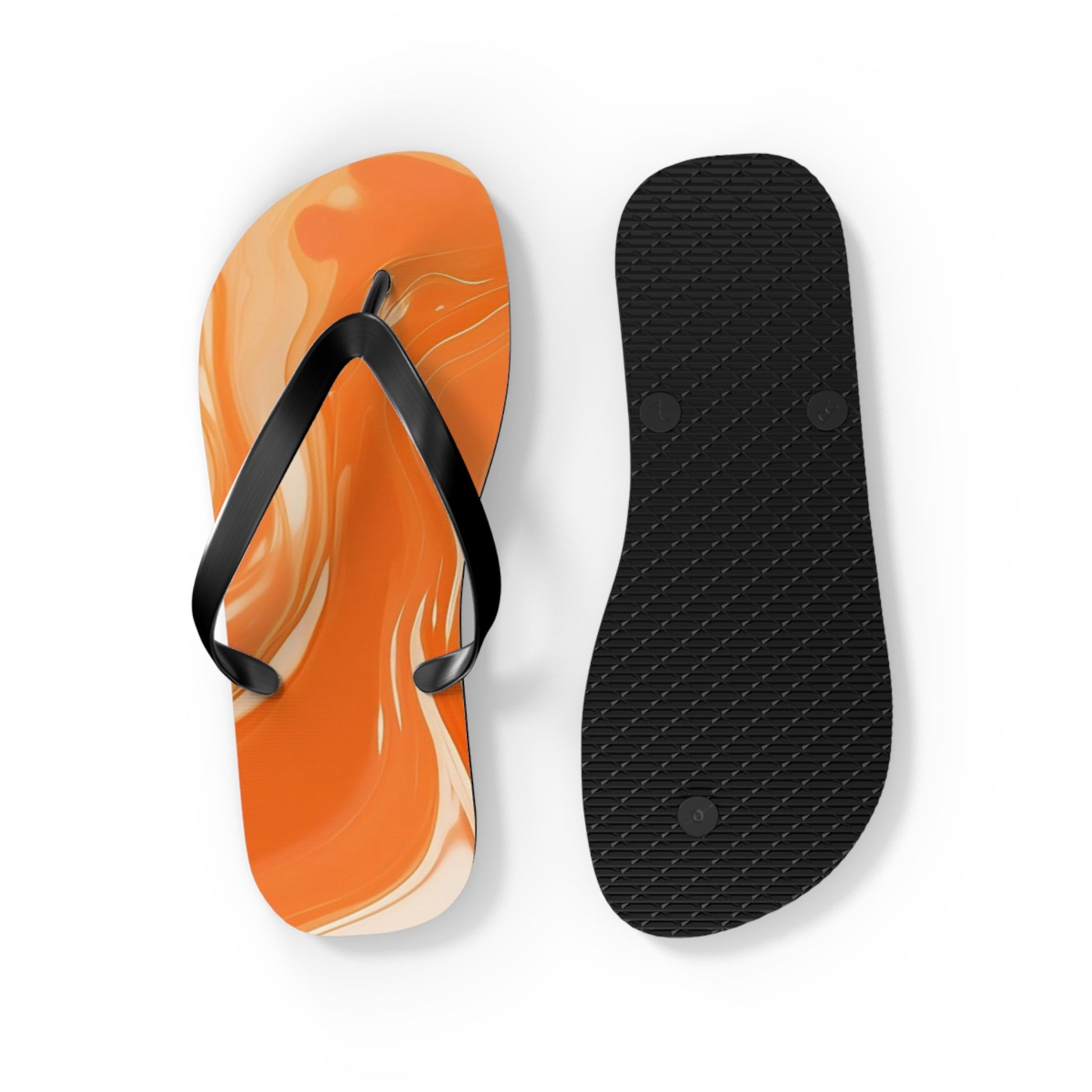 Orange and Cream Swirl Flip Flops, Artsulli - Art is Long, Life is Short, Shoes, , , , , , , 