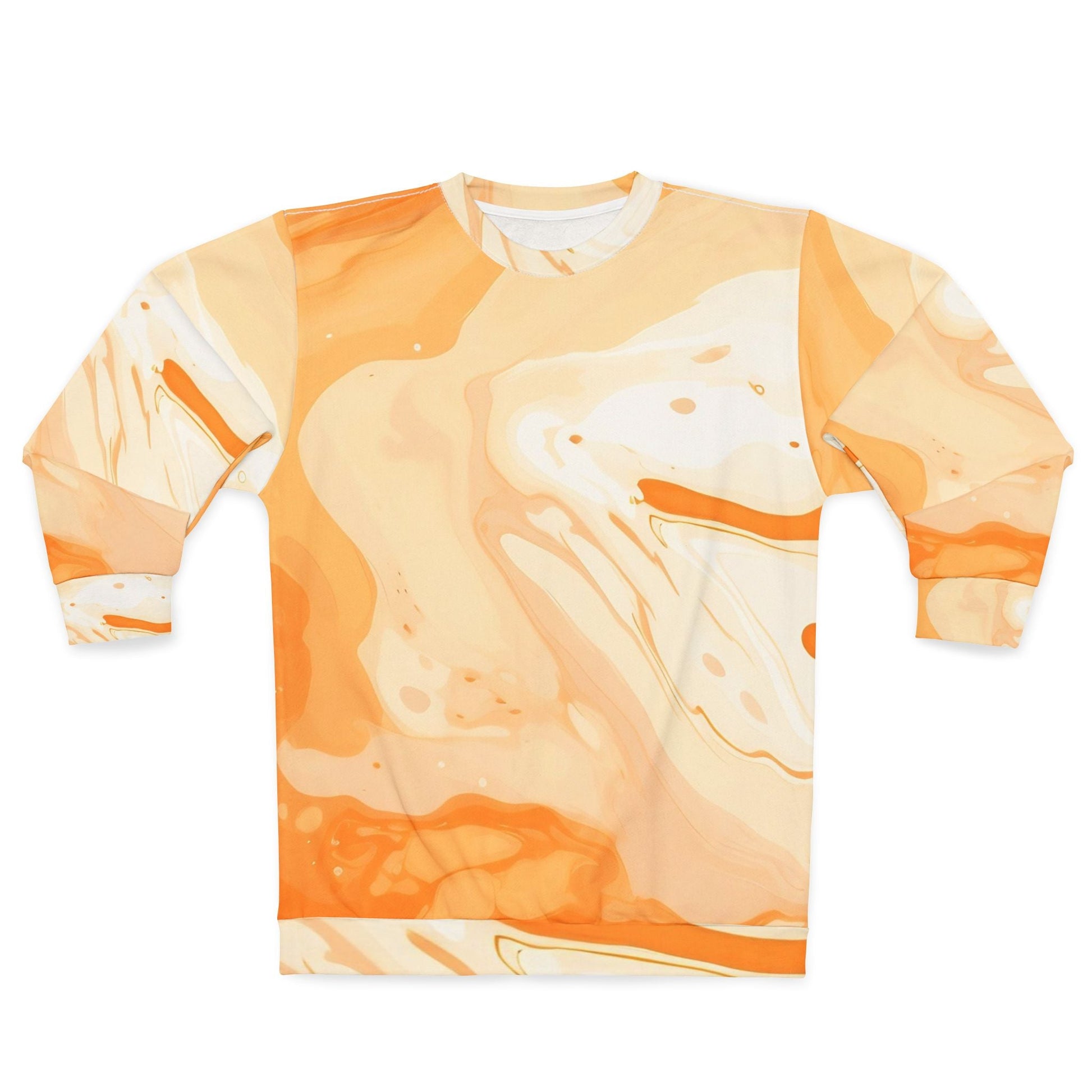 Orange and Cream Tie-Dye Crewneck Sweatshirt, Artsulli - Art is Long, Life is Short, All Over Prints, Size, XS, , , , , 33058162605398384171