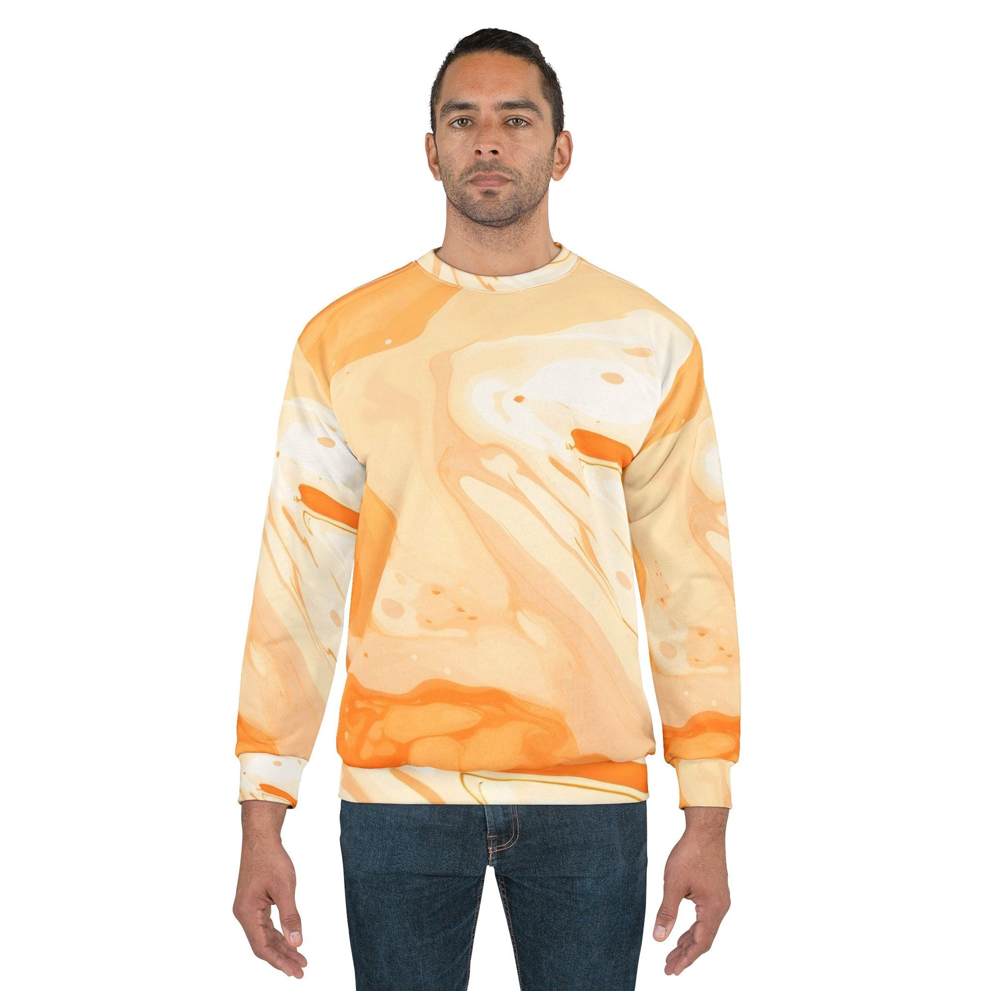 Orange and Cream Tie-Dye Crewneck Sweatshirt, Artsulli - Art is Long, Life is Short, All Over Prints, , , , , , , 