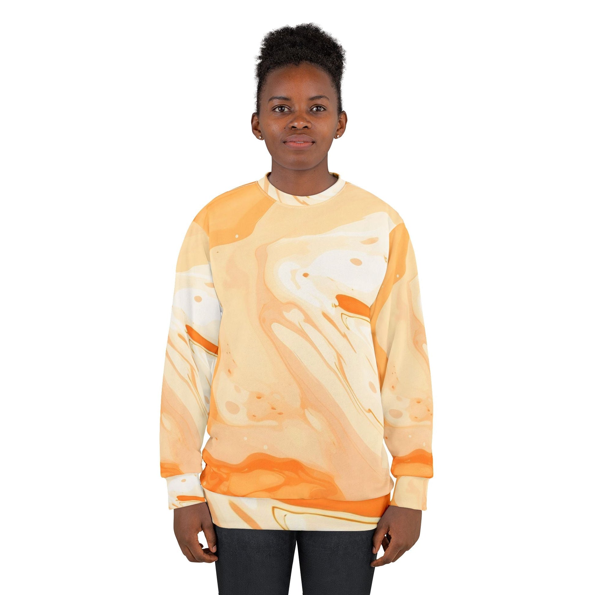 Orange and Cream Tie-Dye Crewneck Sweatshirt, Artsulli - Art is Long, Life is Short, All Over Prints, , , , , , , 