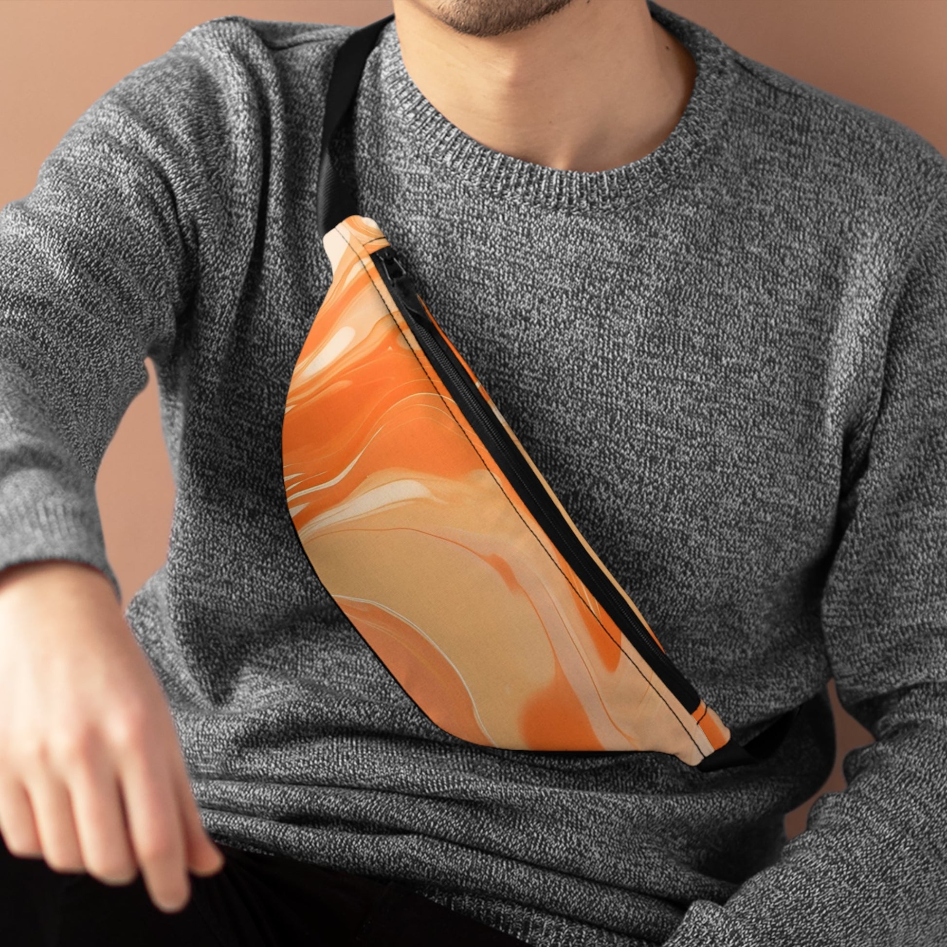 Orange and Peach Abstract Fanny Pack, Artsulli - Art is Long, Life is Short, Bags, , , , , , , 