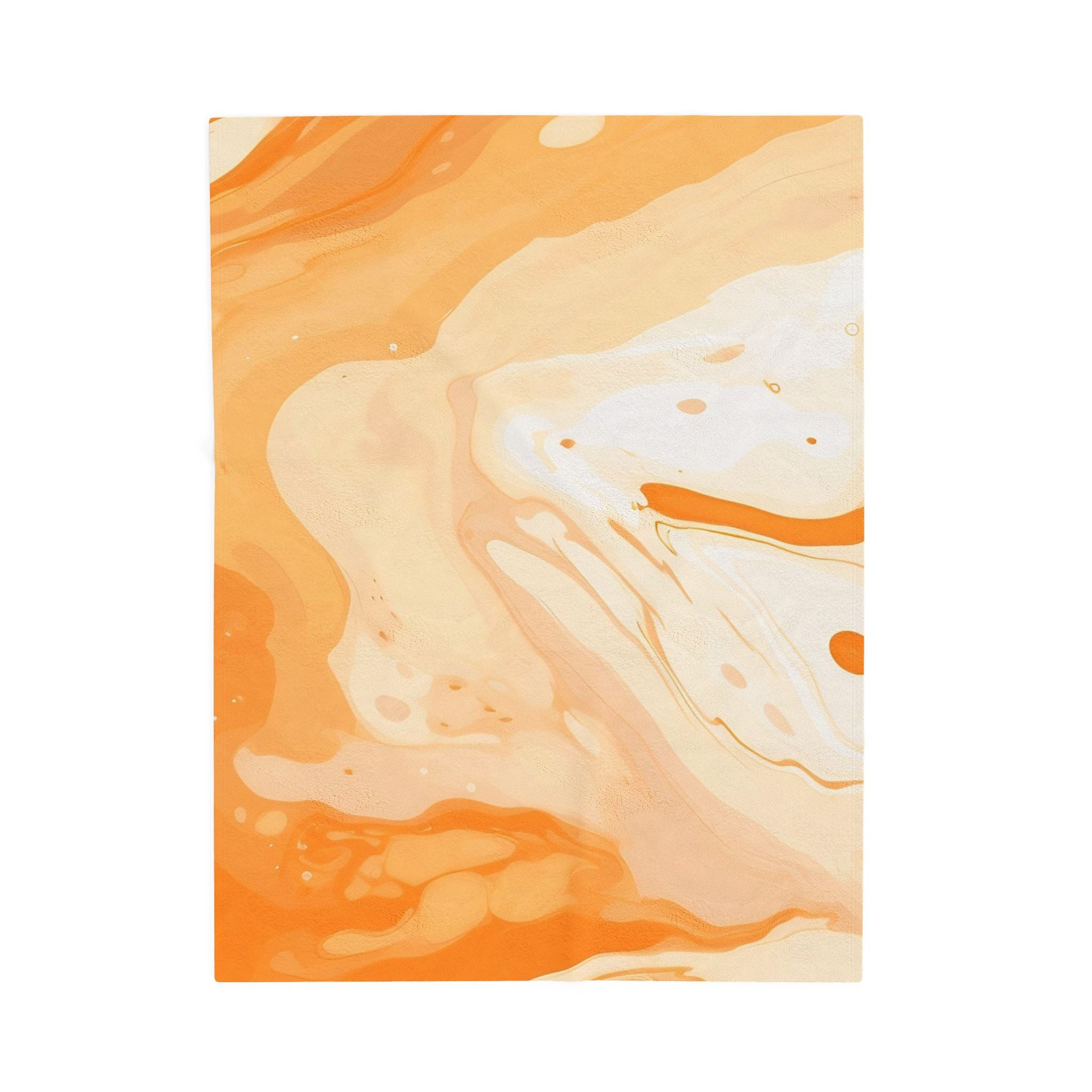Orange and Peach Abstract Fluid Art Plush Blanket, Artsulli - Art is Long, Life is Short, All Over Prints, Size, 30" × 40", , , , , 12655960063828760001
