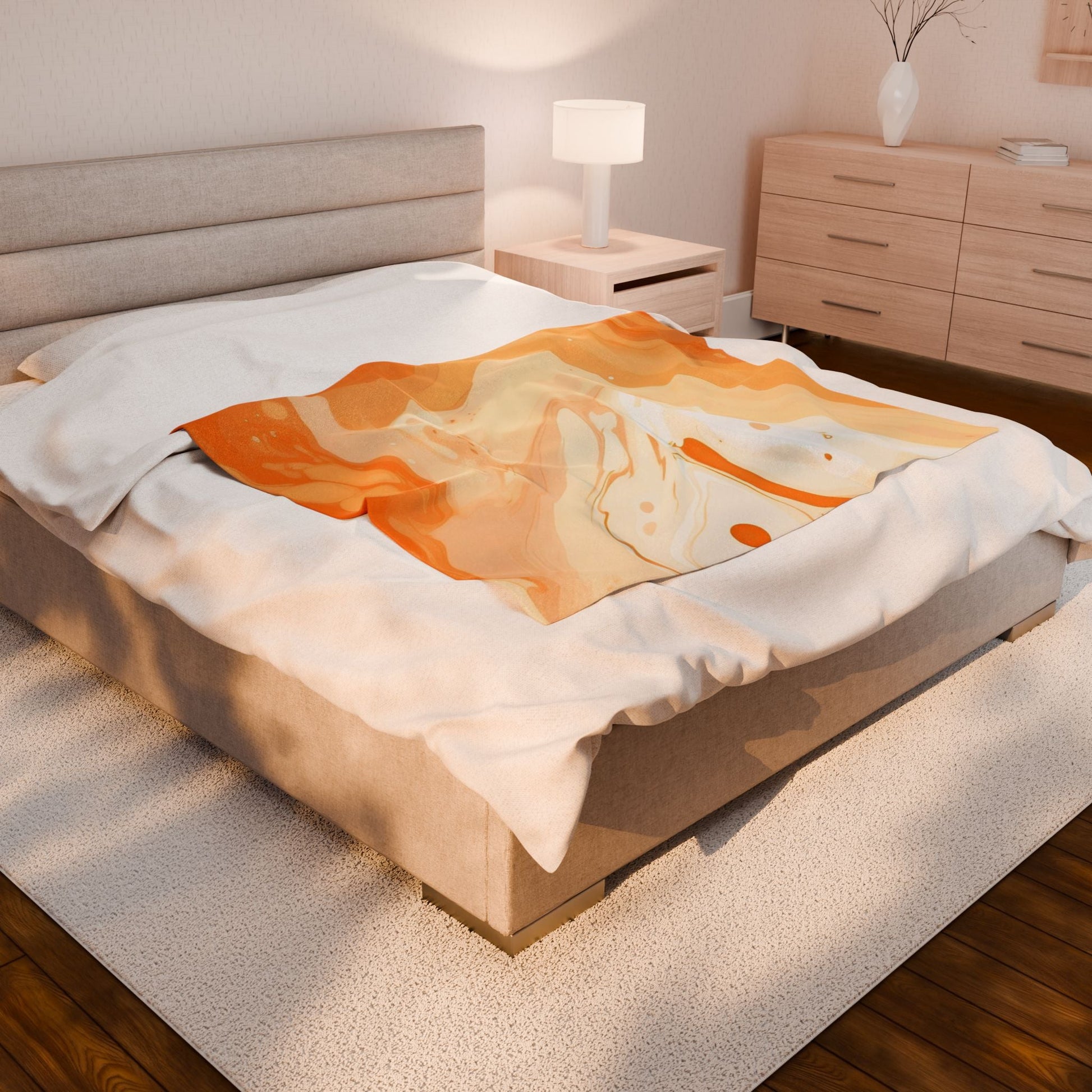 Orange and Peach Abstract Fluid Art Plush Blanket, Artsulli - Art is Long, Life is Short, All Over Prints, , , , , , , 