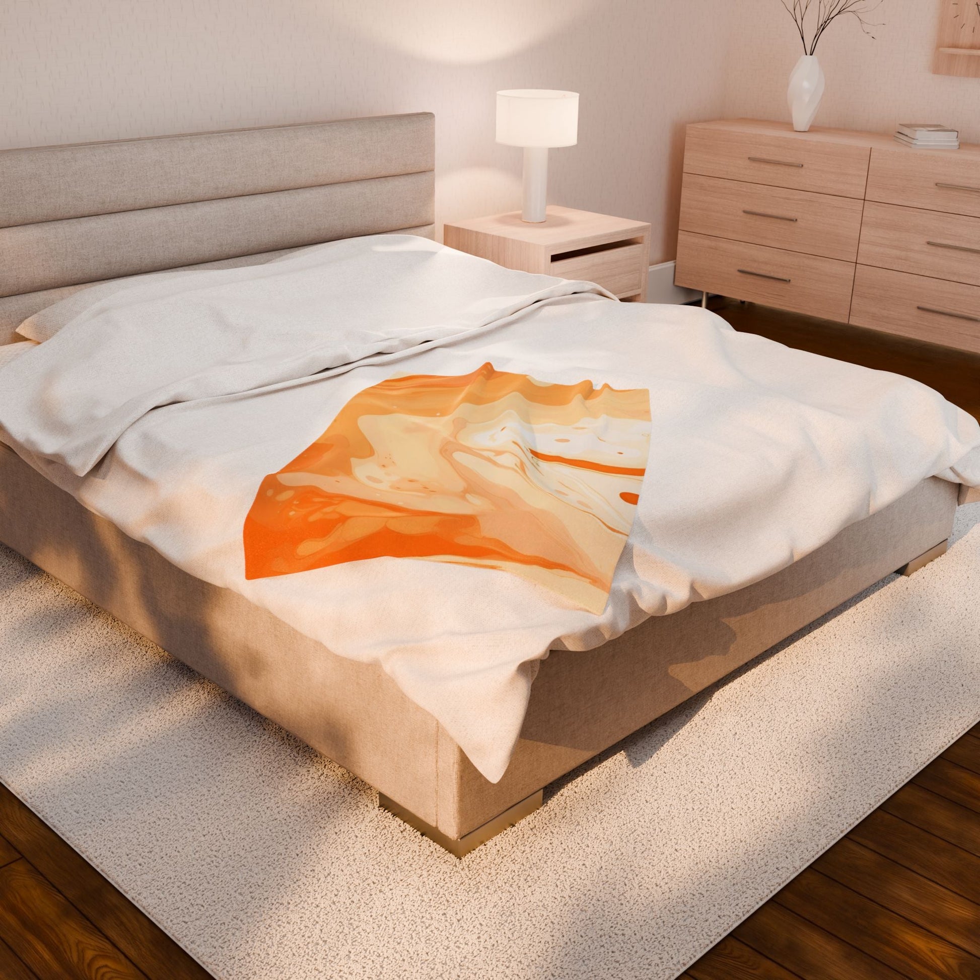 Orange and Peach Abstract Fluid Art Plush Blanket, Artsulli - Art is Long, Life is Short, All Over Prints, , , , , , , 