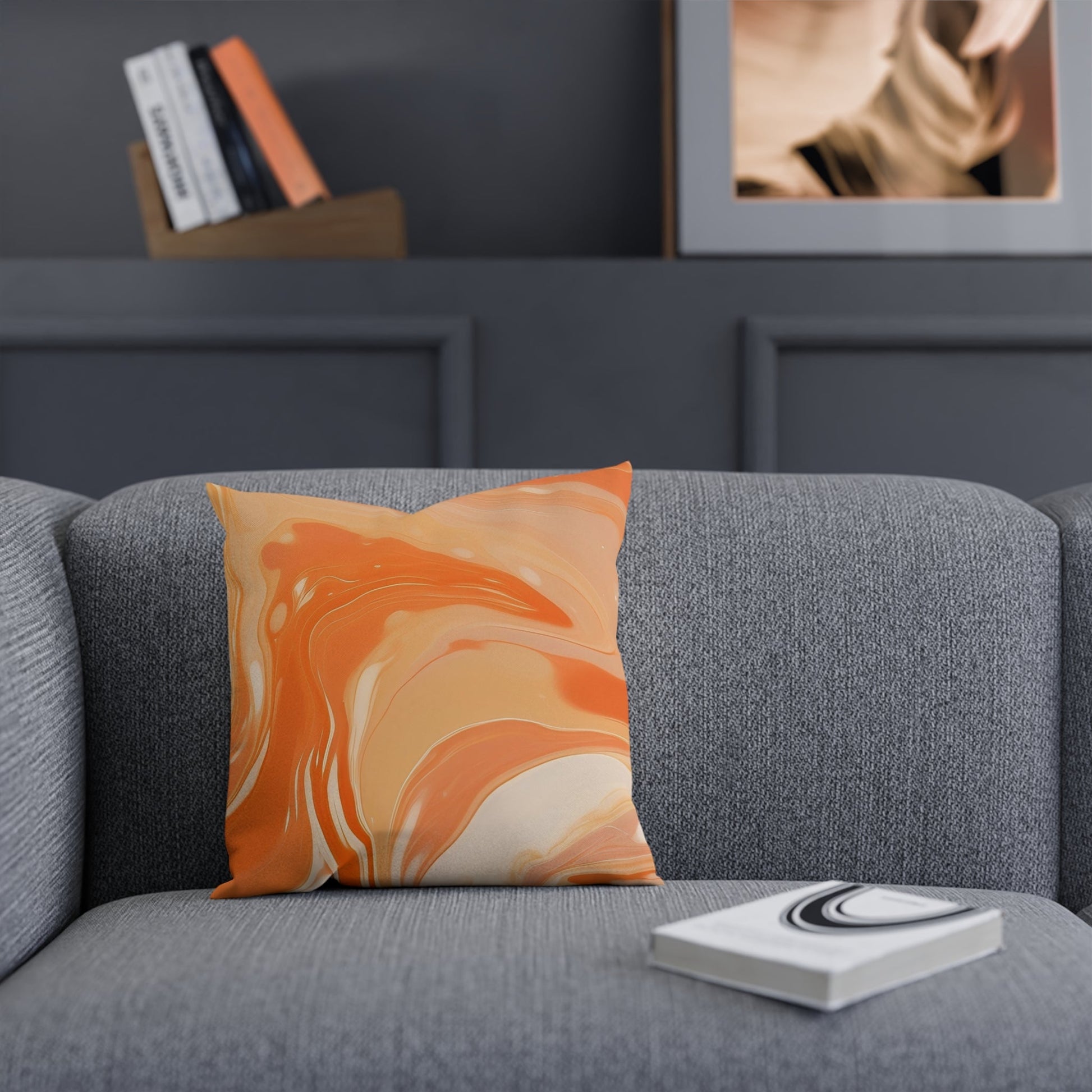 Orange and Peach Marble Throw Pillow, Artsulli - Art is Long, Life is Short, Home Decor, , , , , , , 