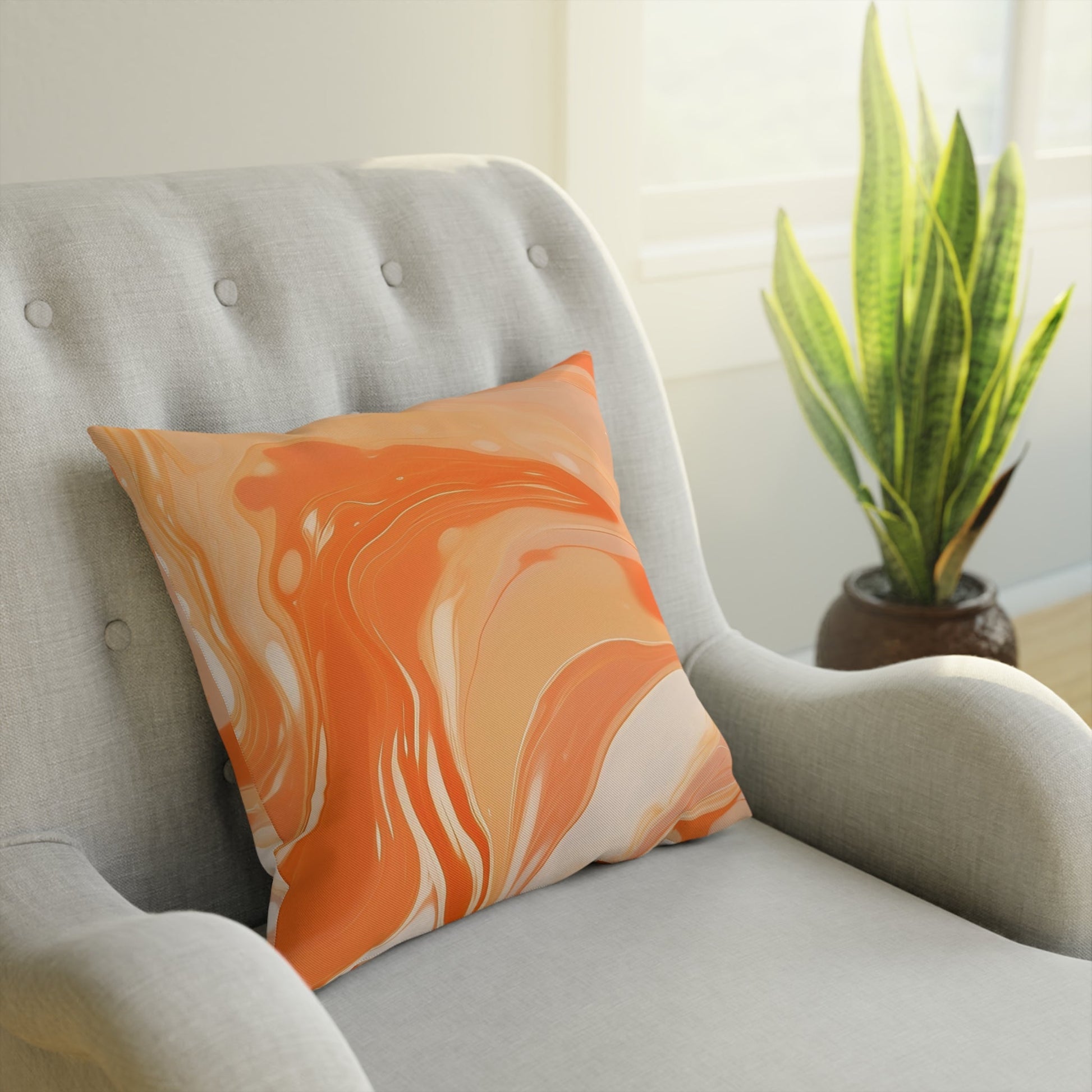 Orange and Peach Marble Throw Pillow, Artsulli - Art is Long, Life is Short, Home Decor, , , , , , , 