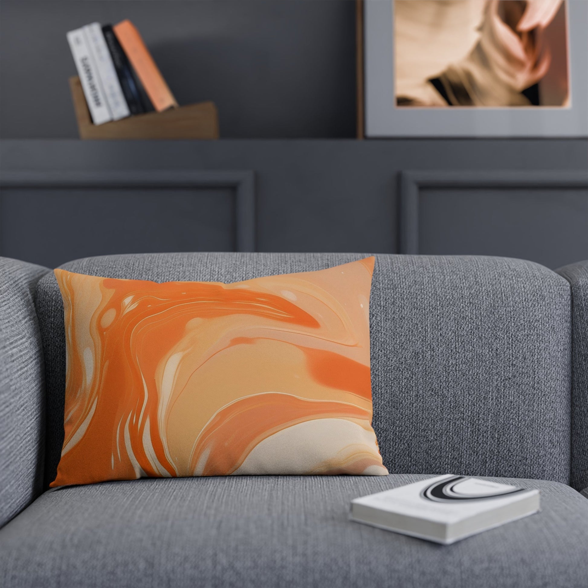 Orange and Peach Marble Throw Pillow, Artsulli - Art is Long, Life is Short, Home Decor, , , , , , , 