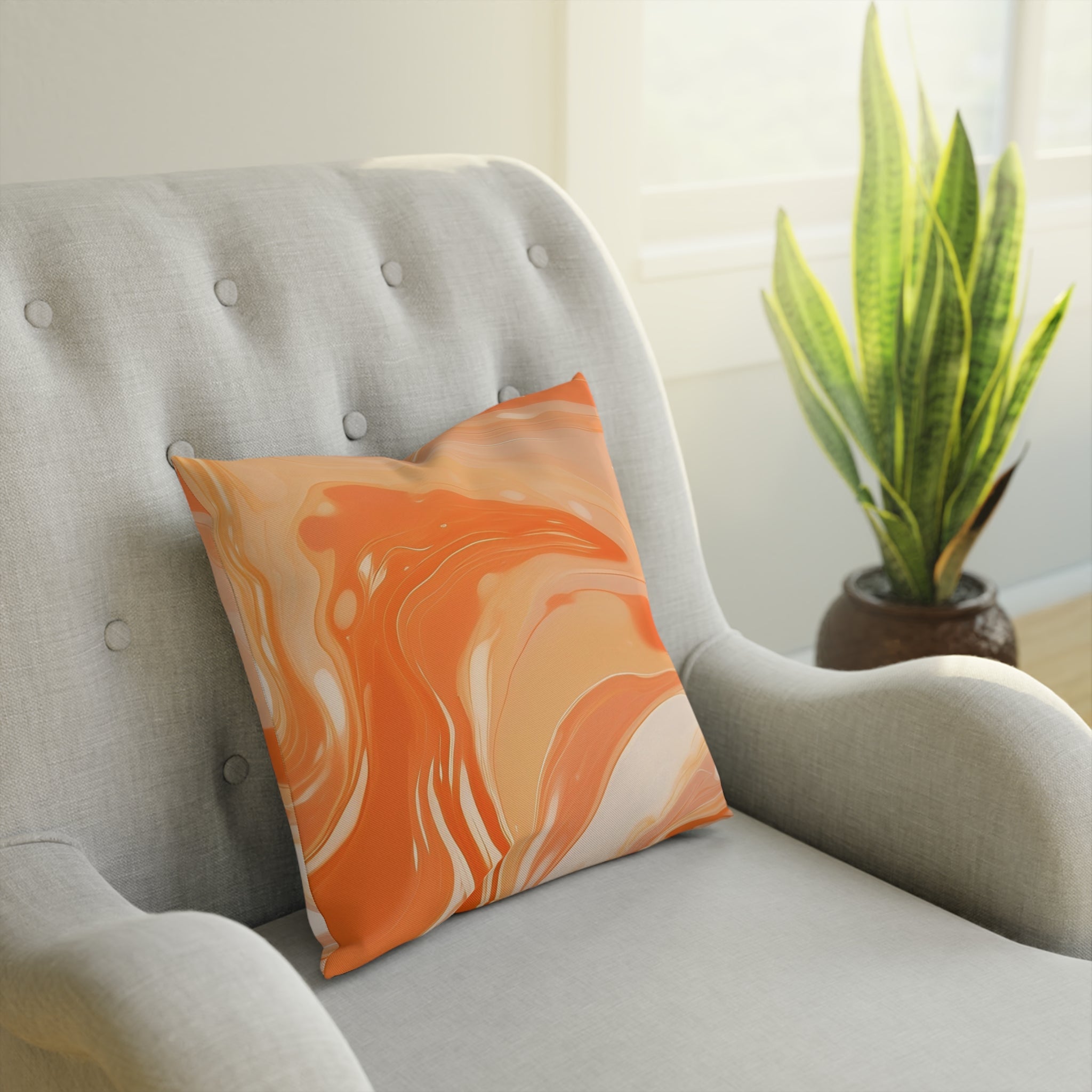 Orange and Peach Marble Throw Pillow, Artsulli - Art is Long, Life is Short, Home Decor, , , , , , , 