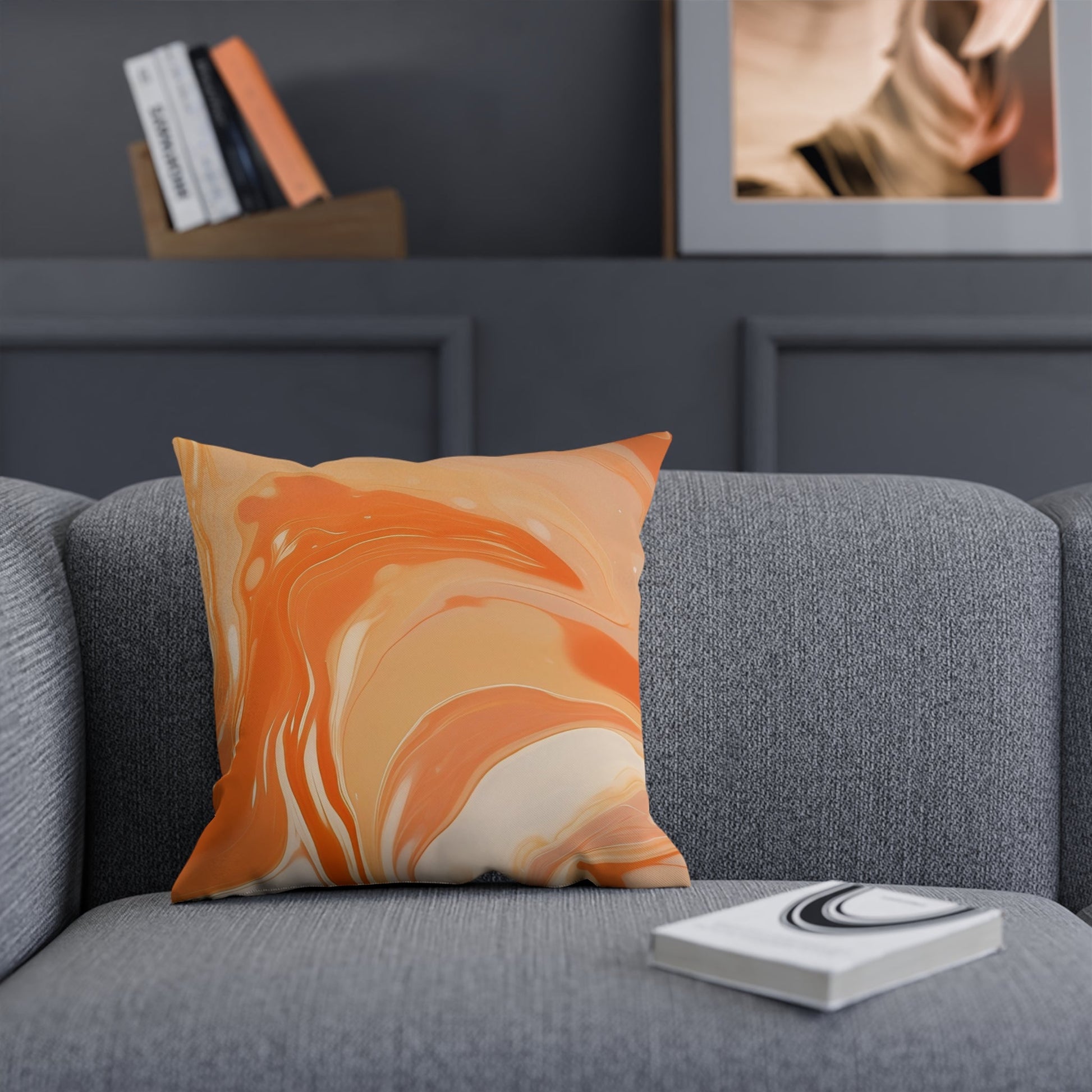Orange and Peach Marble Throw Pillow, Artsulli - Art is Long, Life is Short, Home Decor, , , , , , , 
