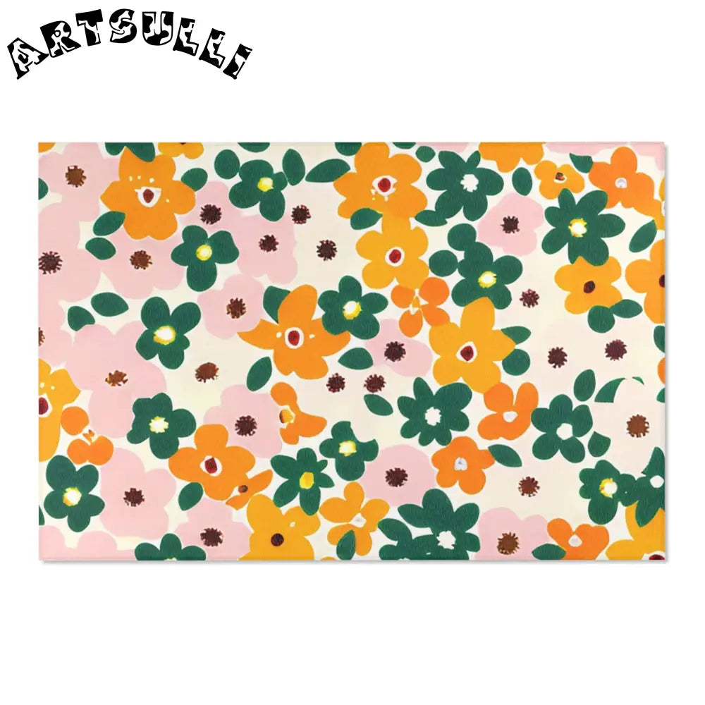 Orange and Pink Floral Cream Area Rug, Artsulli - Art is Long, Life is Short, Home Decor, Size, 72" × 48", , , , , 11639318534886574711