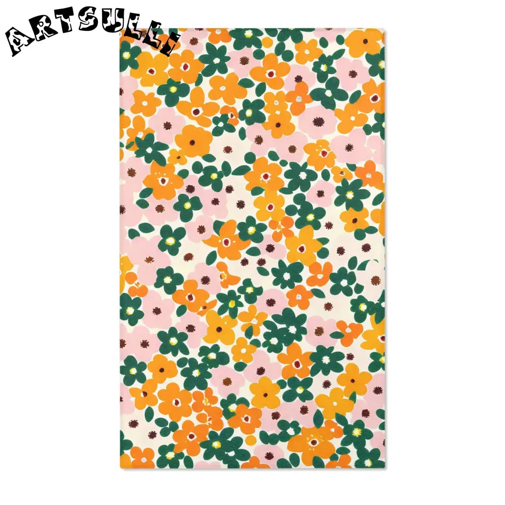 Orange and Pink Floral Cream Area Rug, Artsulli - Art is Long, Life is Short, Home Decor, Size, 36" × 60", , , , , 32911007408751412924