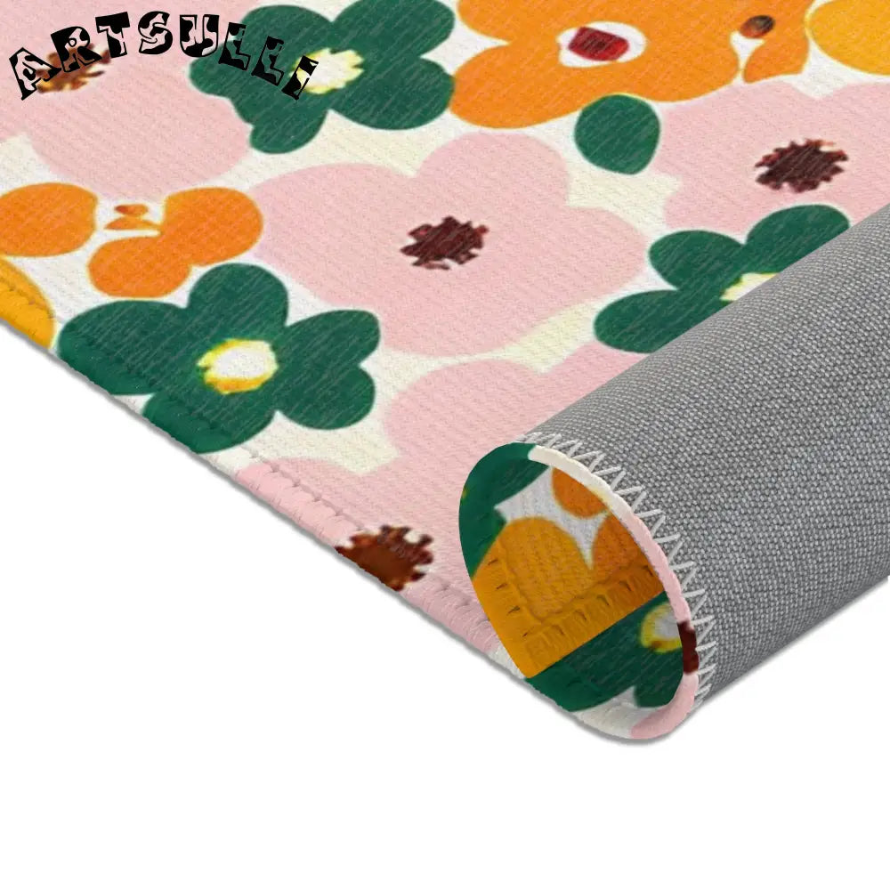 Orange and Pink Floral Cream Area Rug, Artsulli - Art is Long, Life is Short, Home Decor, , , , , , , 