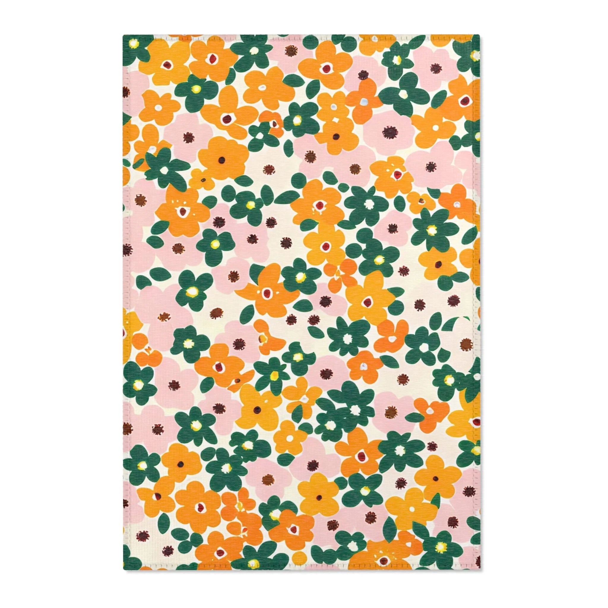 JAKKOUTTHEBXX Orange and Pink Floral Cream Area Rug 2025