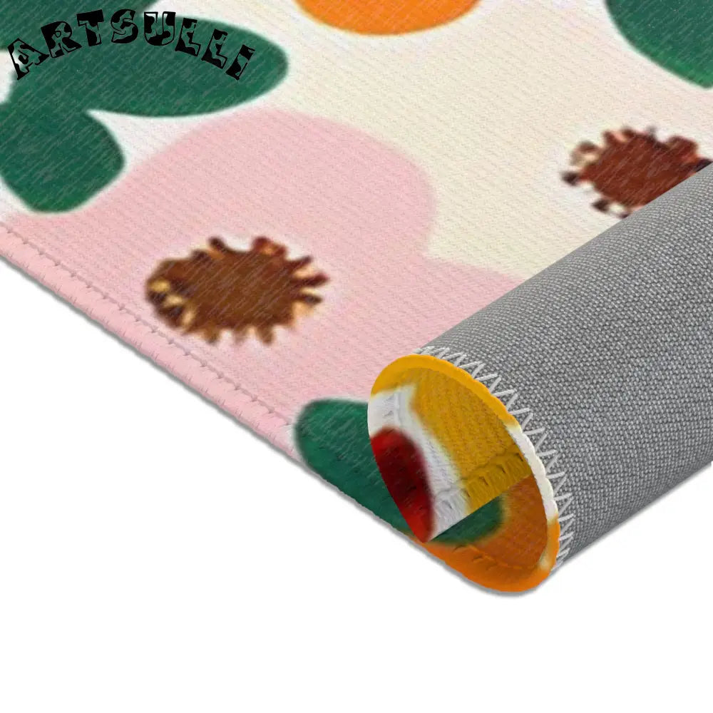 Orange and Pink Floral Cream Area Rug, Artsulli - Art is Long, Life is Short, Home Decor, , , , , , , 