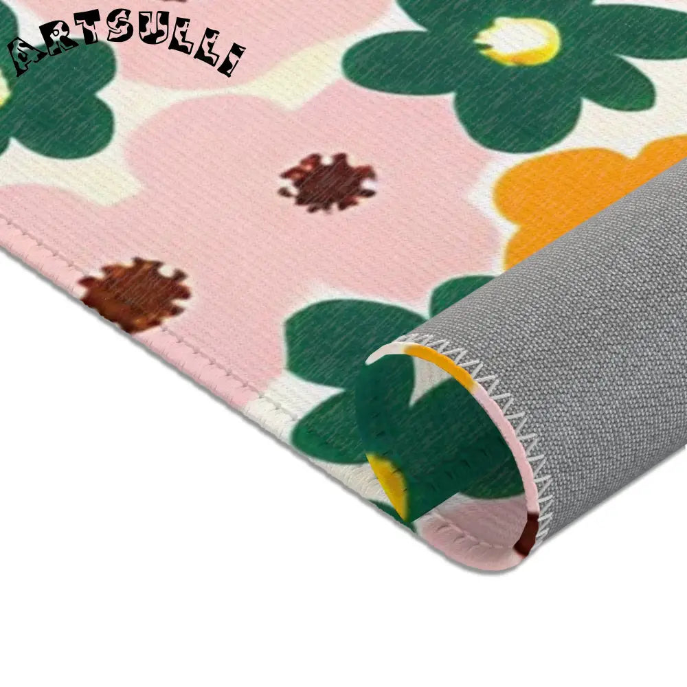 Orange and Pink Floral Cream Area Rug, Artsulli - Art is Long, Life is Short, Home Decor, , , , , , , 