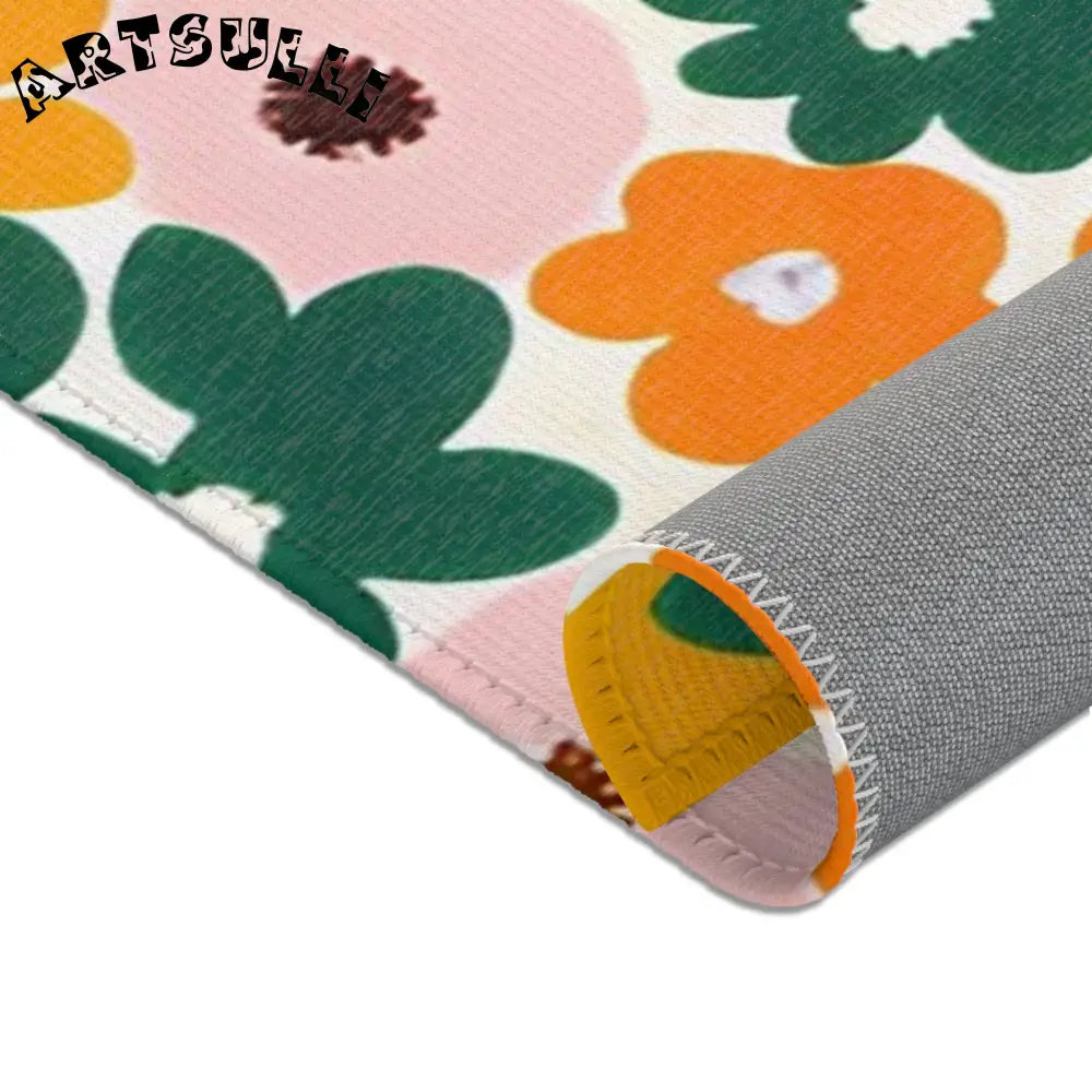 Orange and Pink Floral Cream Area Rug, Artsulli - Art is Long, Life is Short, Home Decor, , , , , , , 