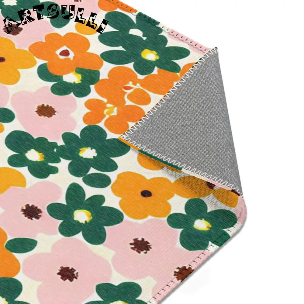 Orange and Pink Floral Cream Area Rug, Artsulli - Art is Long, Life is Short, Home Decor, , , , , , , 