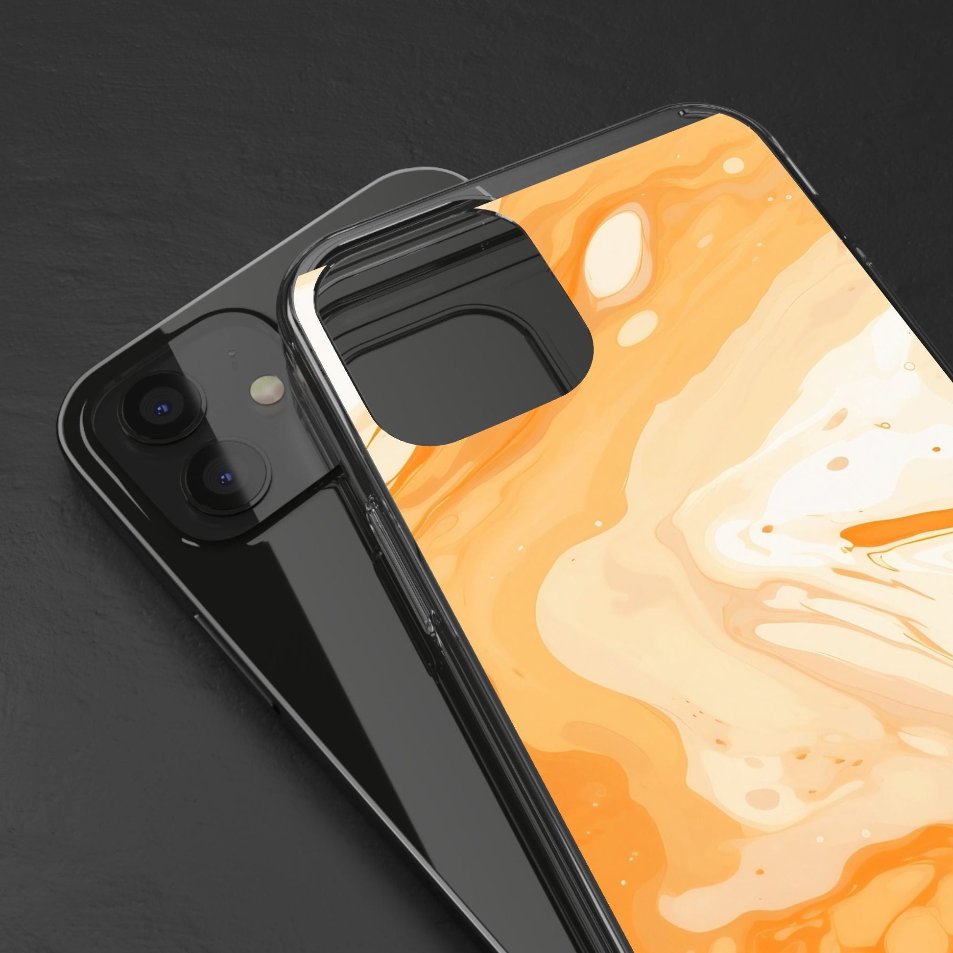 Orange and White Marble Clear Case, Artsulli - Art is Long, Life is Short, Phone Case, , , , , , , 